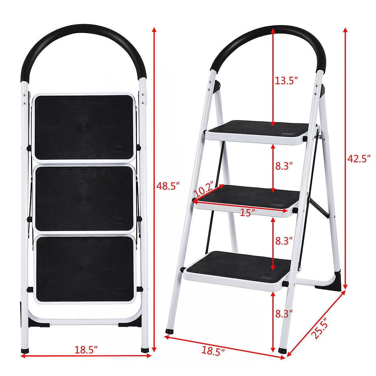 Heavy Duty Industrial Lightweight Folding Stool 3 Step LadderÂ