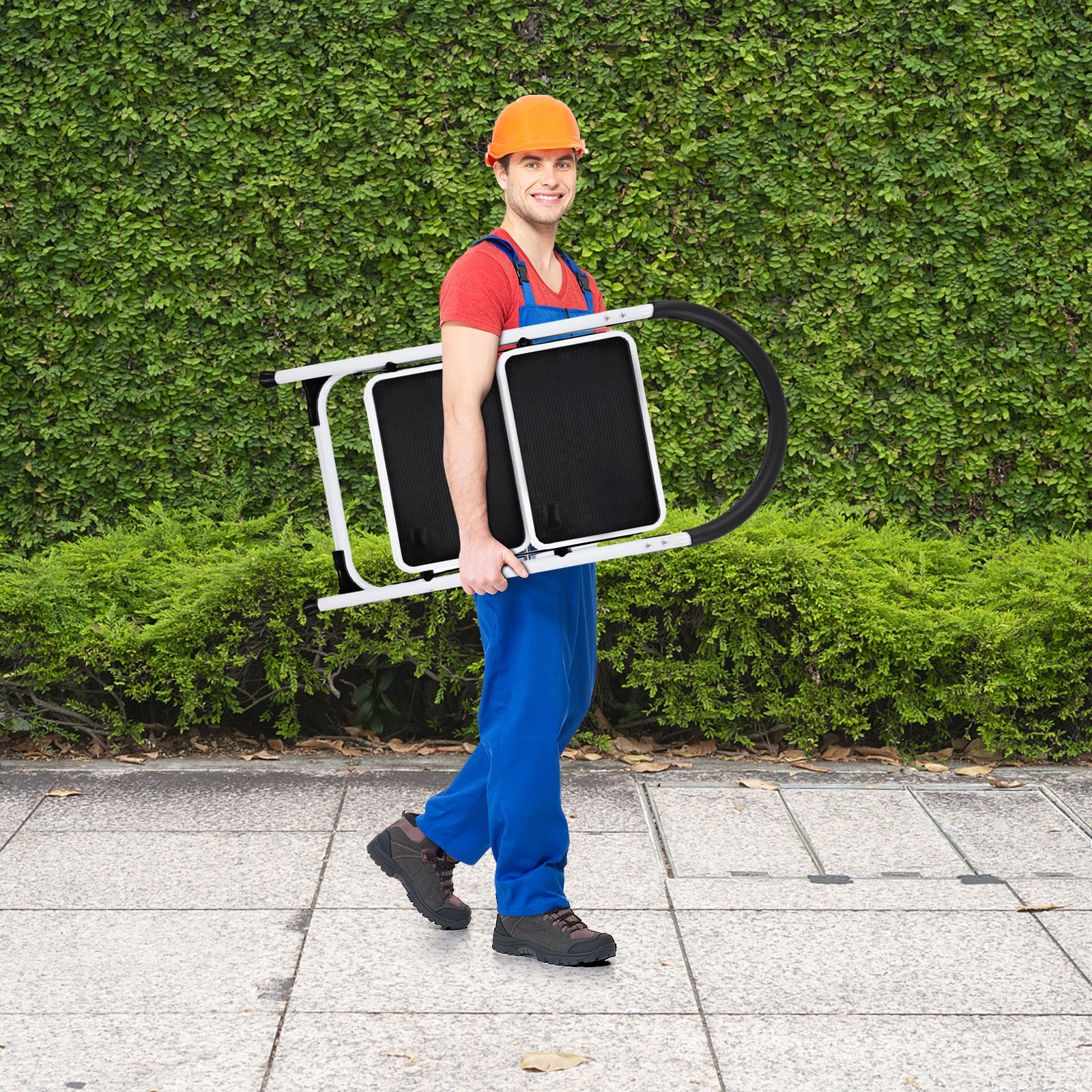 2.75 Feet Folding Step Stool with Iron Frame and Anti-Slip Pedals for 330lbs CapacityÂ