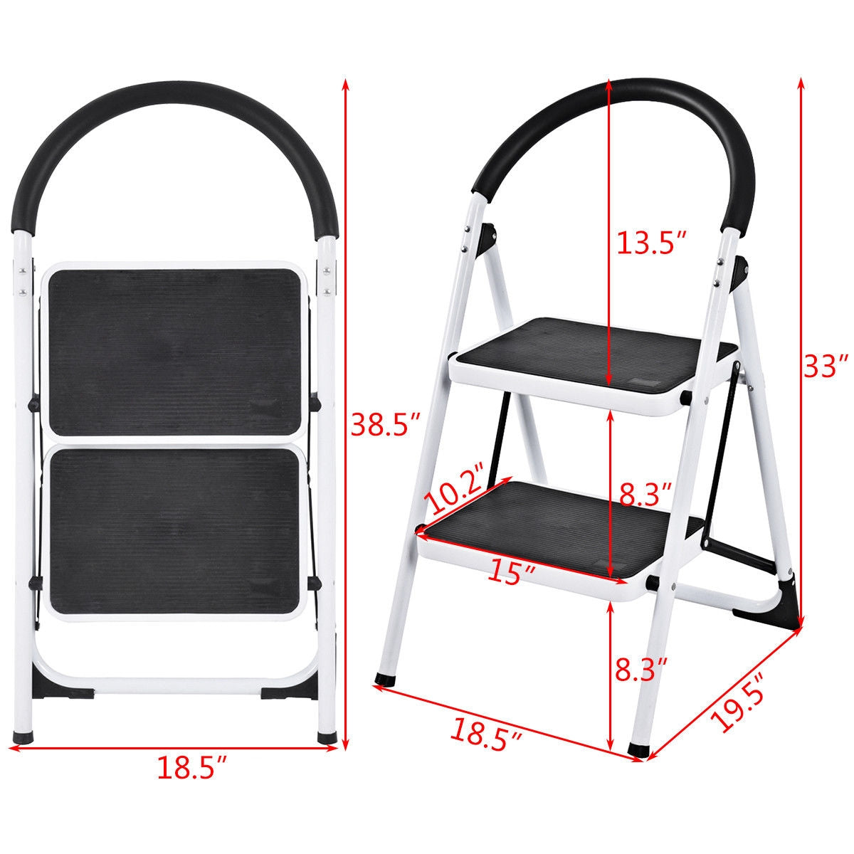 2.75 Feet Folding Step Stool with Iron Frame and Anti-Slip Pedals for 330lbs CapacityÂ