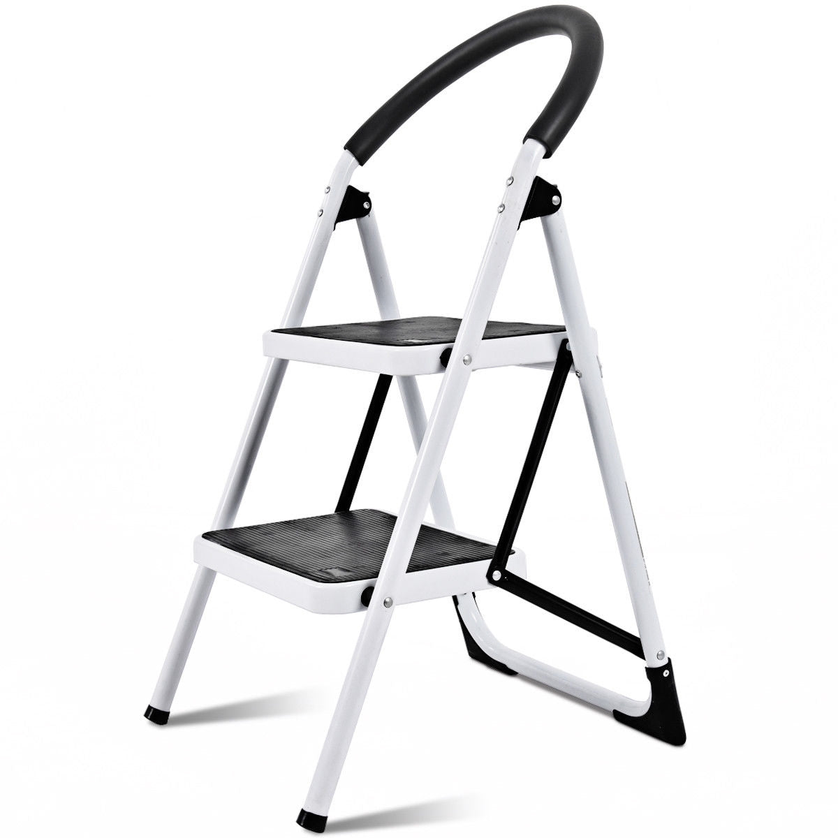 2.75 Feet Folding Step Stool with Iron Frame and Anti-Slip Pedals for 330lbs CapacityÂ