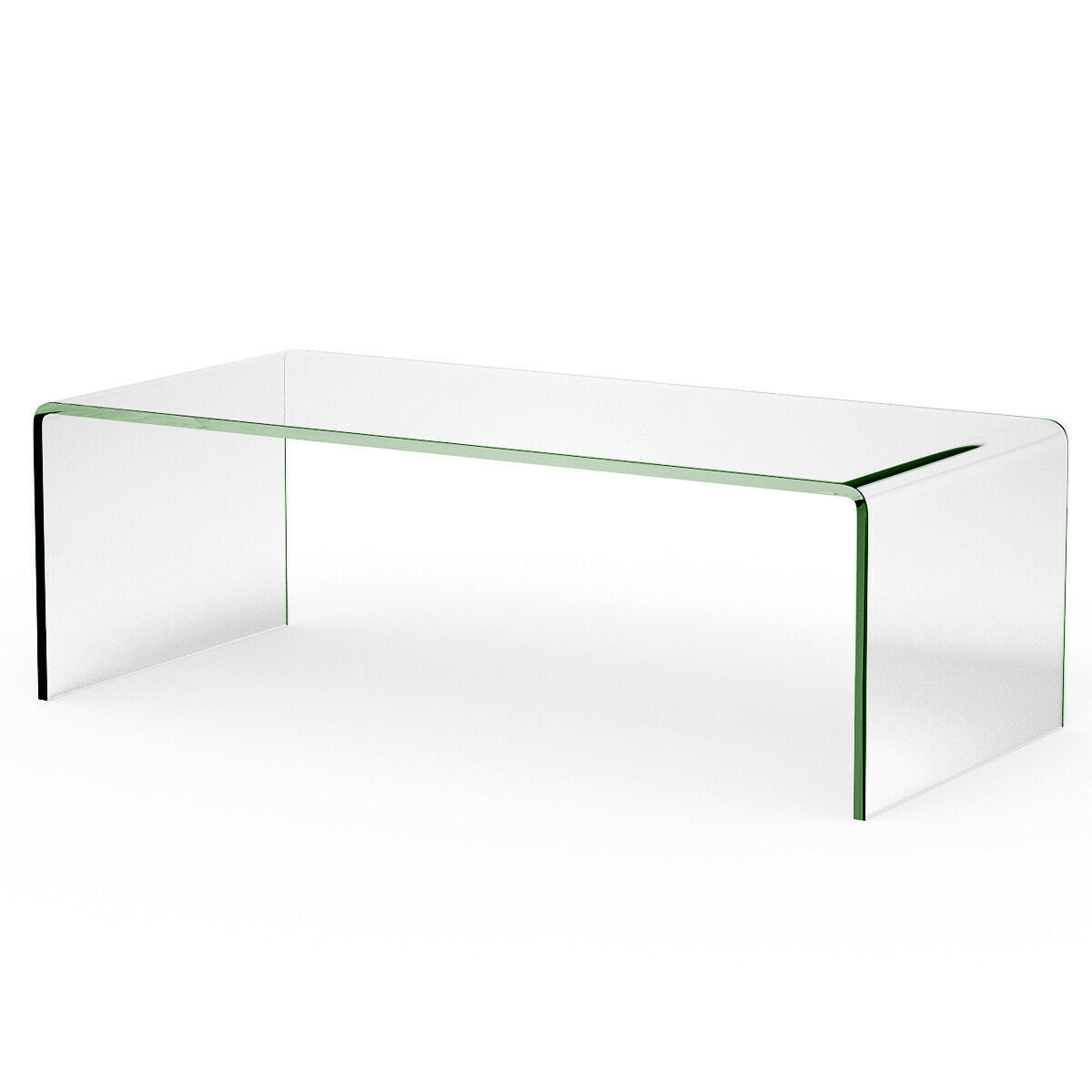 42 x 19.7 Inch Clear Tempered Glass Coffee Table with Rounded EdgesÂ