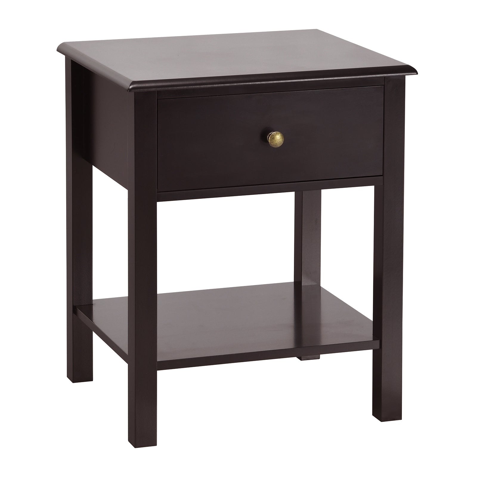 Nightstand End Table with Drawer and Shelf-BrownÂ