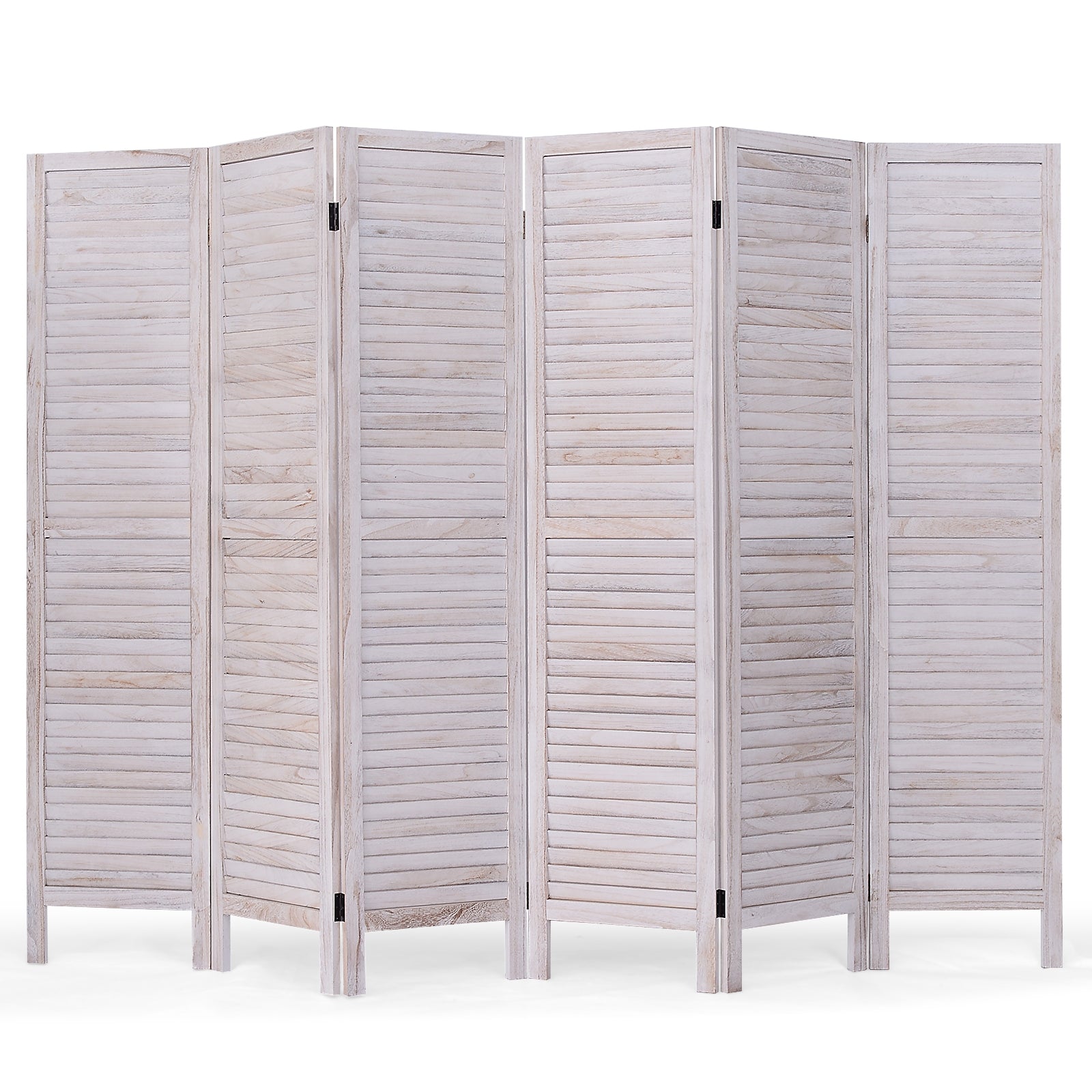 6 Panels Classic Venetian Wooden Slat Room ScreenÂ