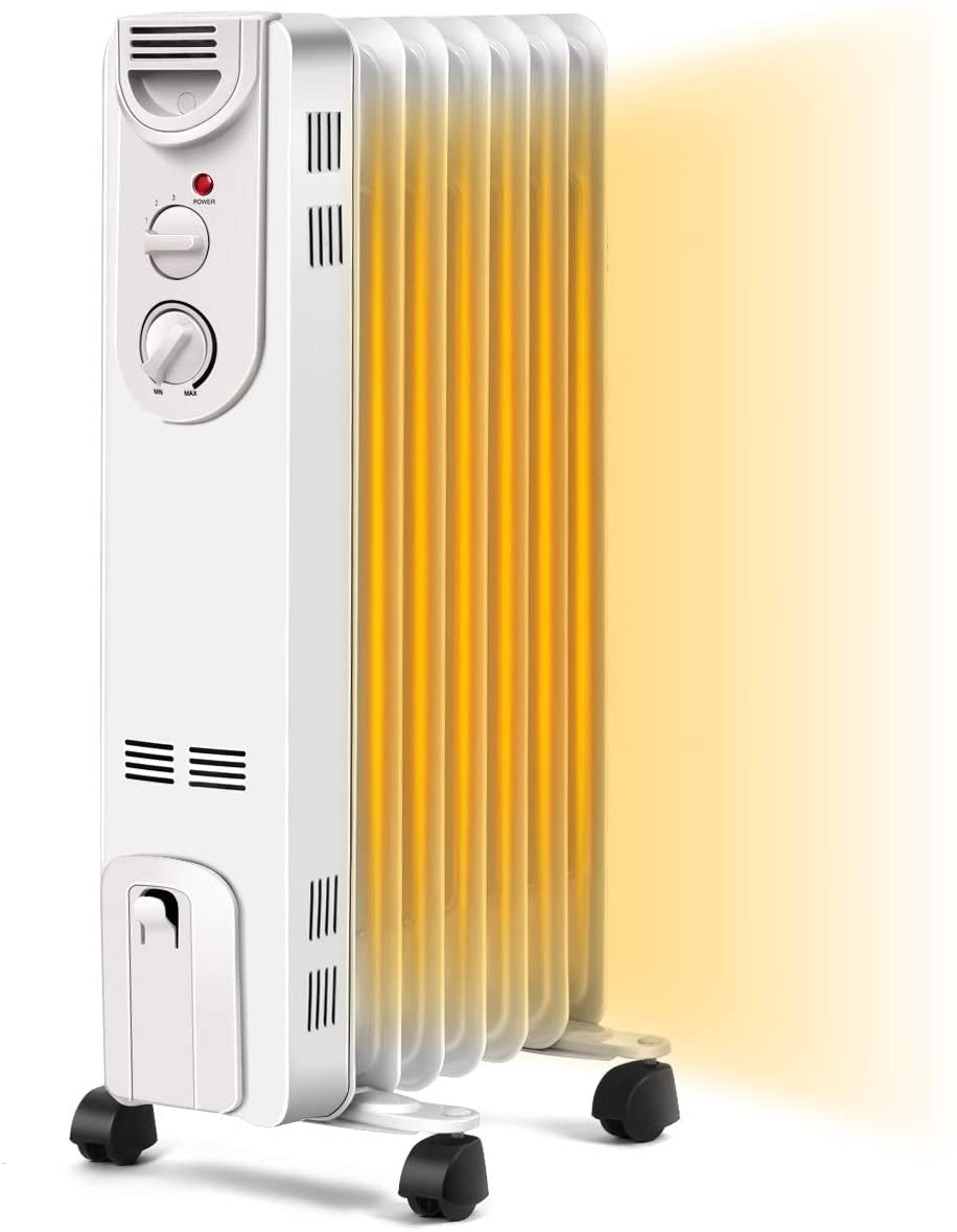 1500 W Electric Portable Oil Filled Radiator Space Heater with 3 Heat SettingsÂ