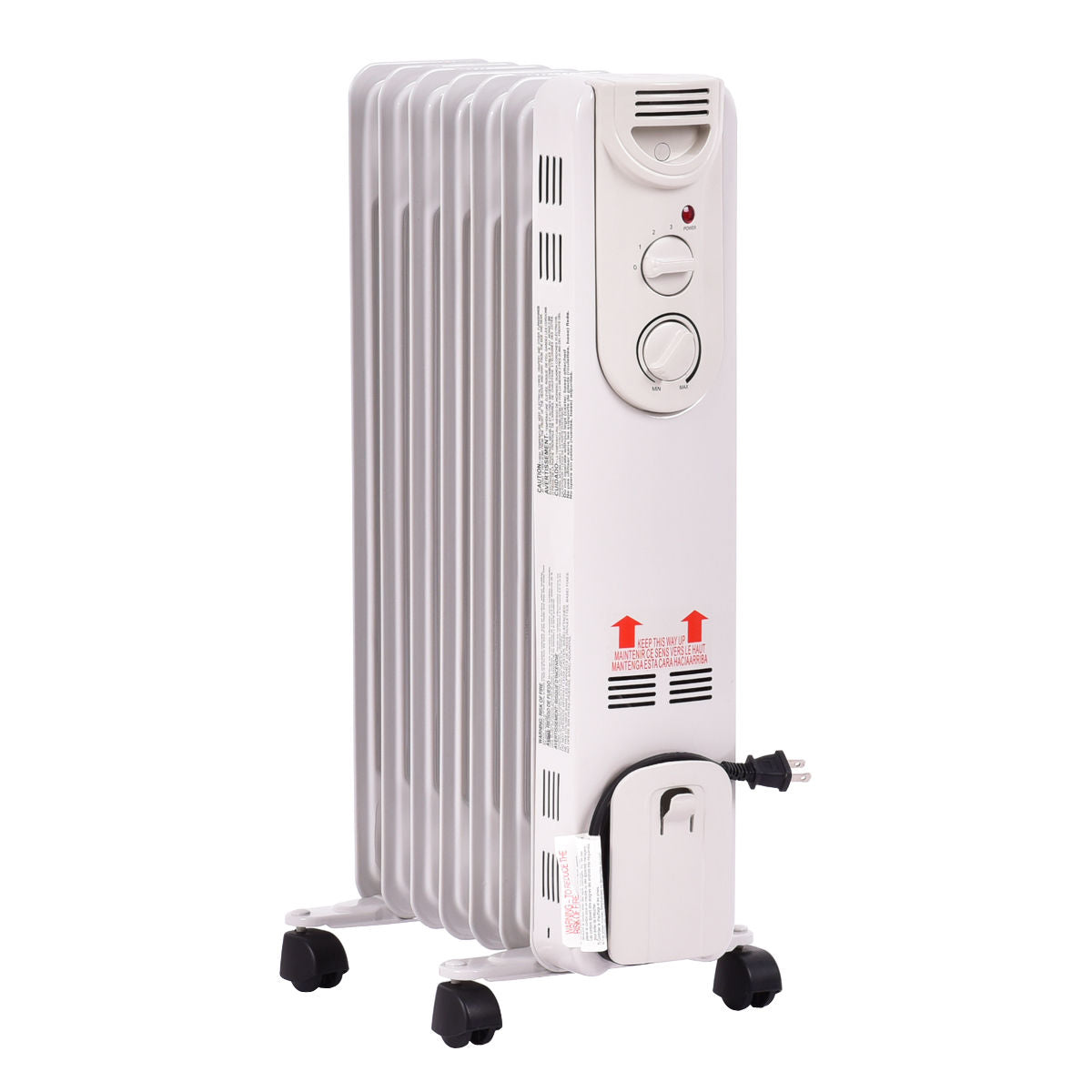 1500 W Electric Portable Oil Filled Radiator Space Heater with 3 Heat SettingsÂ
