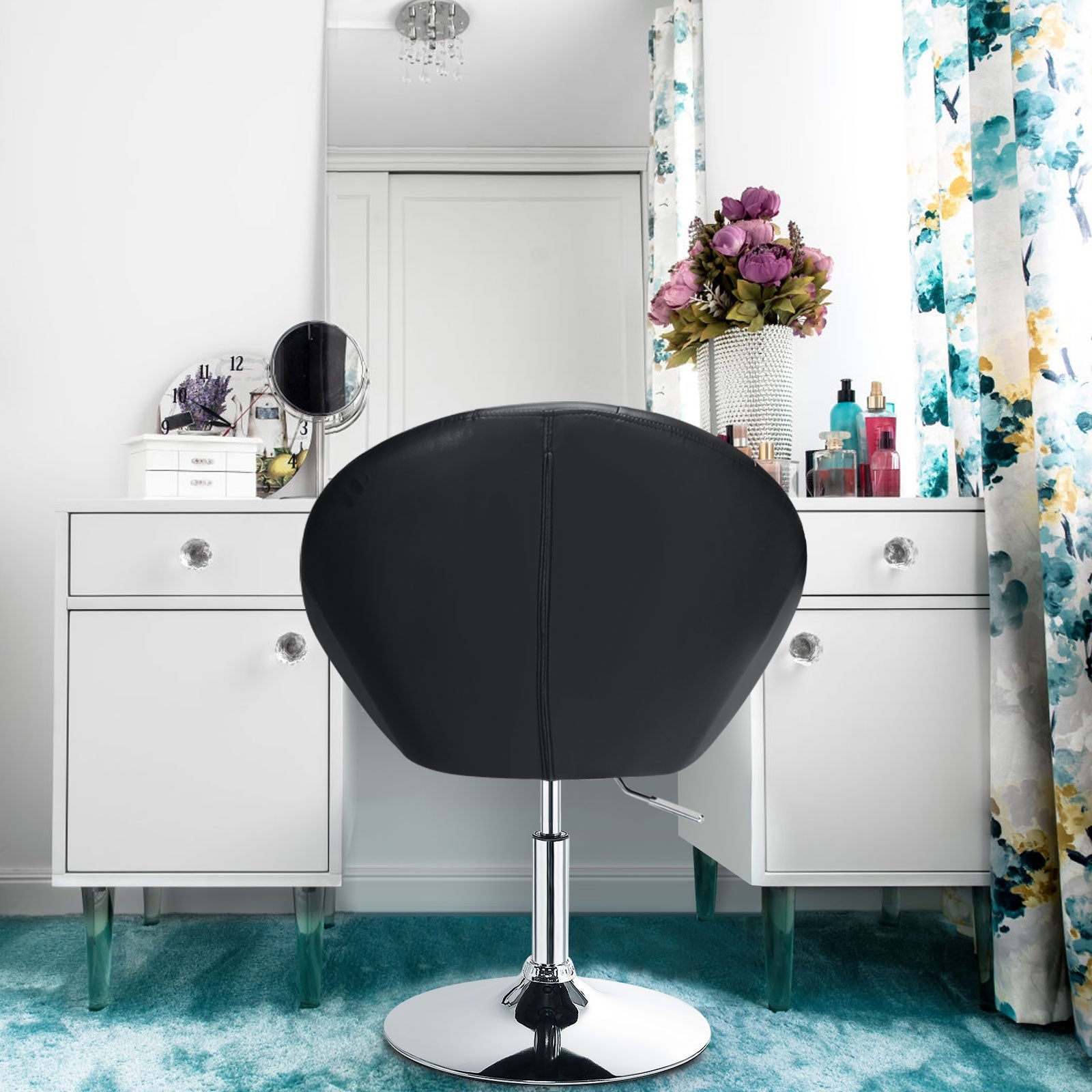 1 Piece Adjustable Modern Swivel Round Tufted-BlackÂ