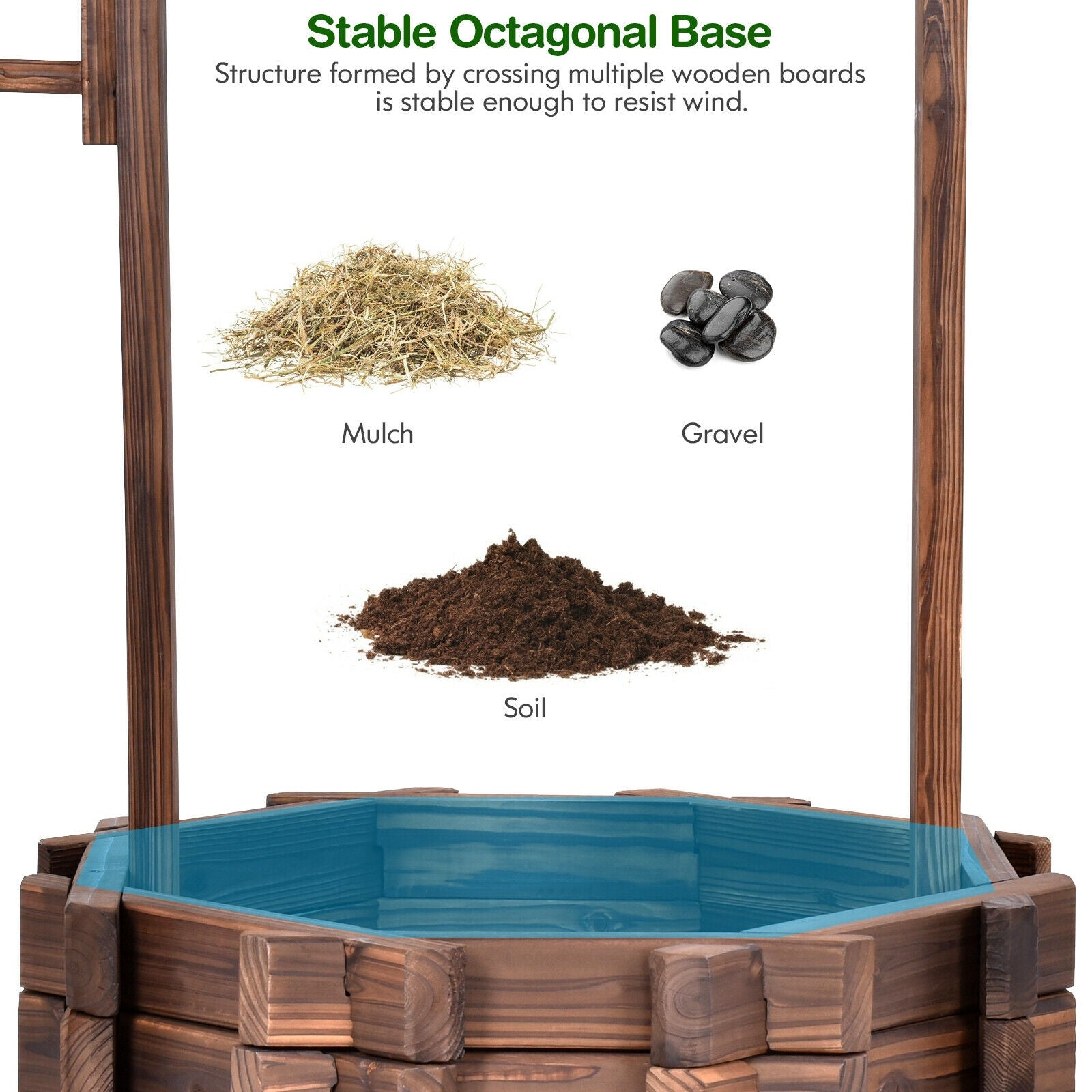 Outdoor Wooden Wishing Well Planter BucketÂ
