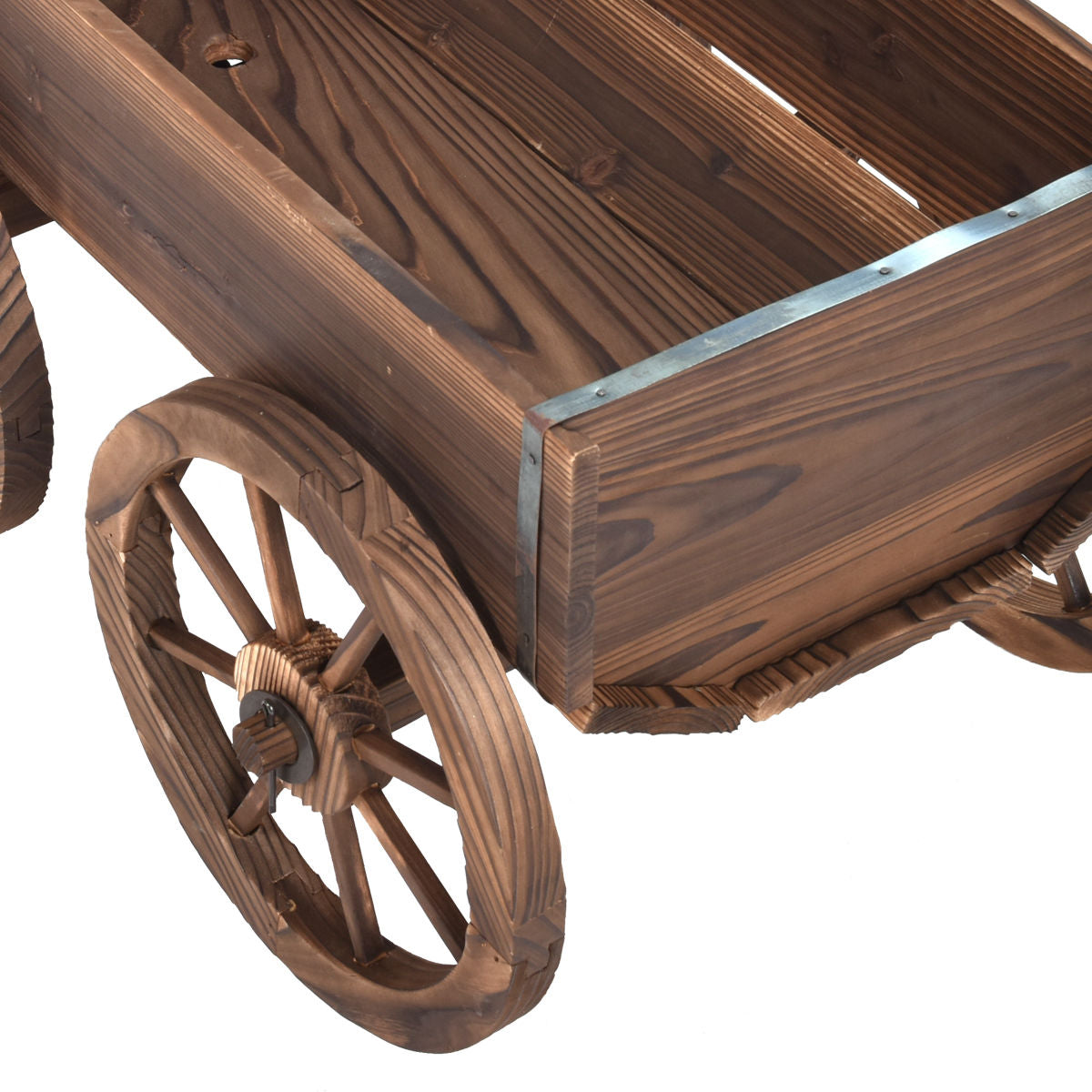 Wood Wagon Planter Pot Stand with WheelsÂ