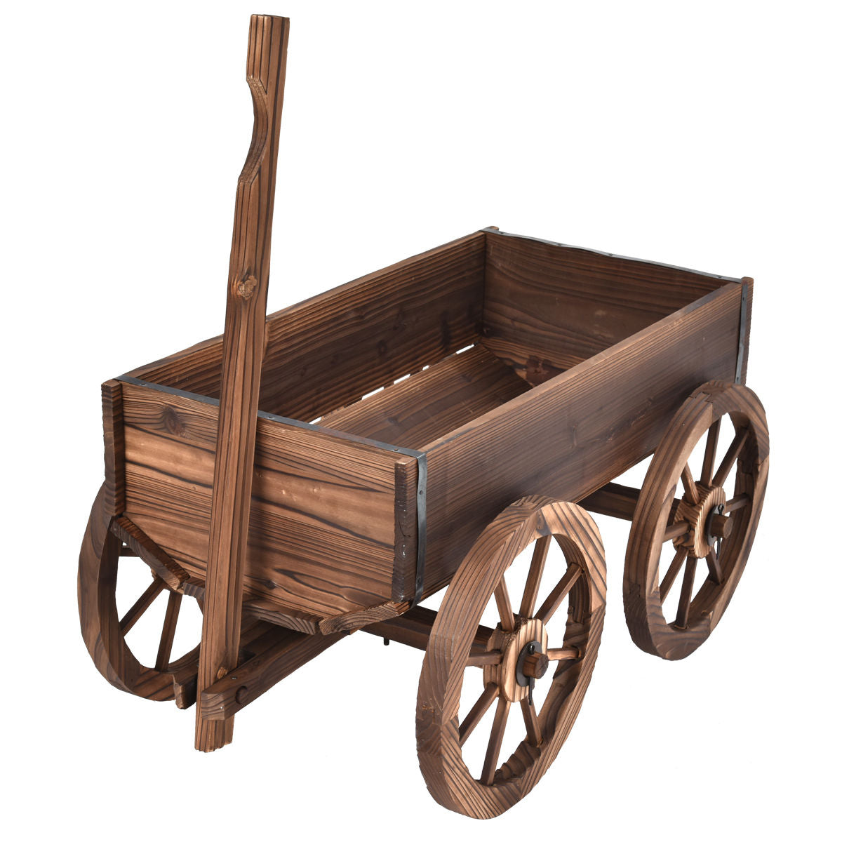 Wood Wagon Planter Pot Stand with WheelsÂ