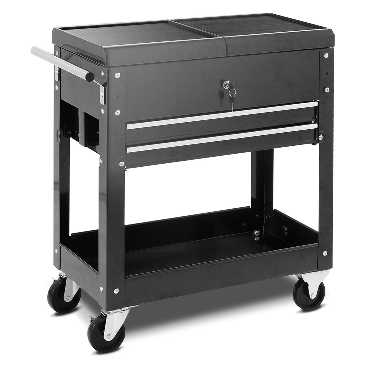 Rolling Mechanics Tool Cart Slide Top Utility Storage Cabinet Organizer 2 DrawersÂ