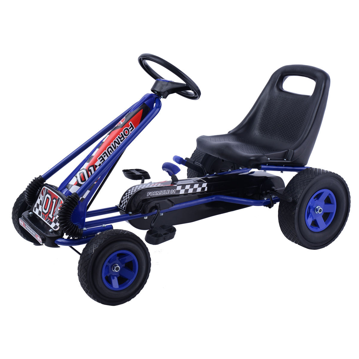 4 Wheels Kids Ride On Pedal Powered Bike Go Kart Racer Car Outdoor Play Toy-BlueÂ