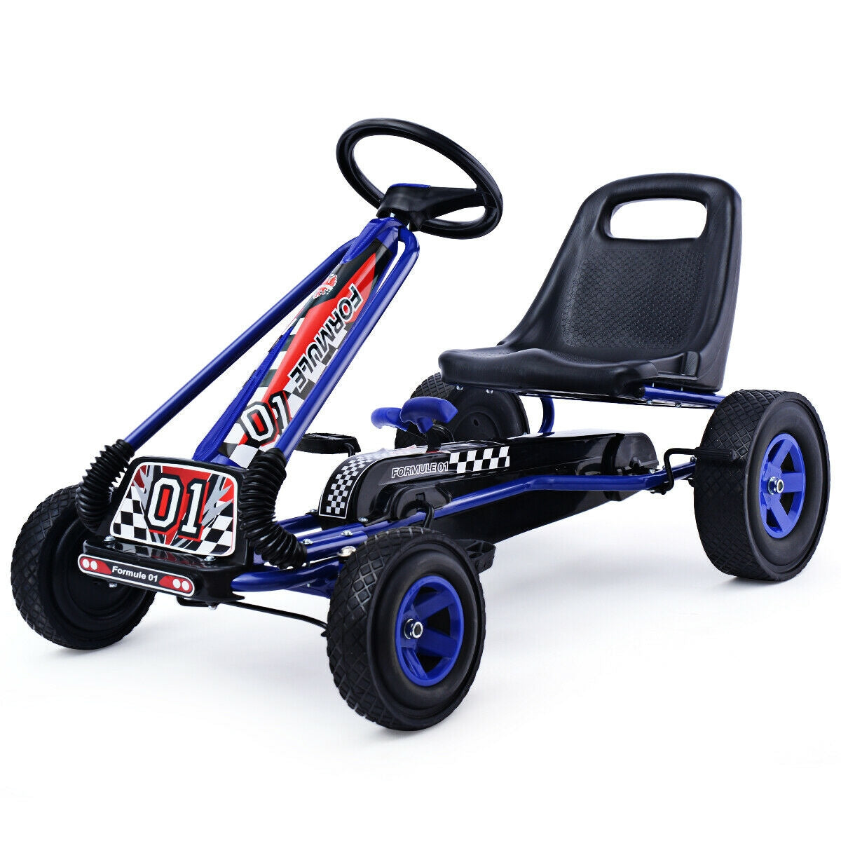 4 Wheels Kids Ride On Pedal Powered Bike Go Kart Racer Car Outdoor Play Toy-BlueÂ
