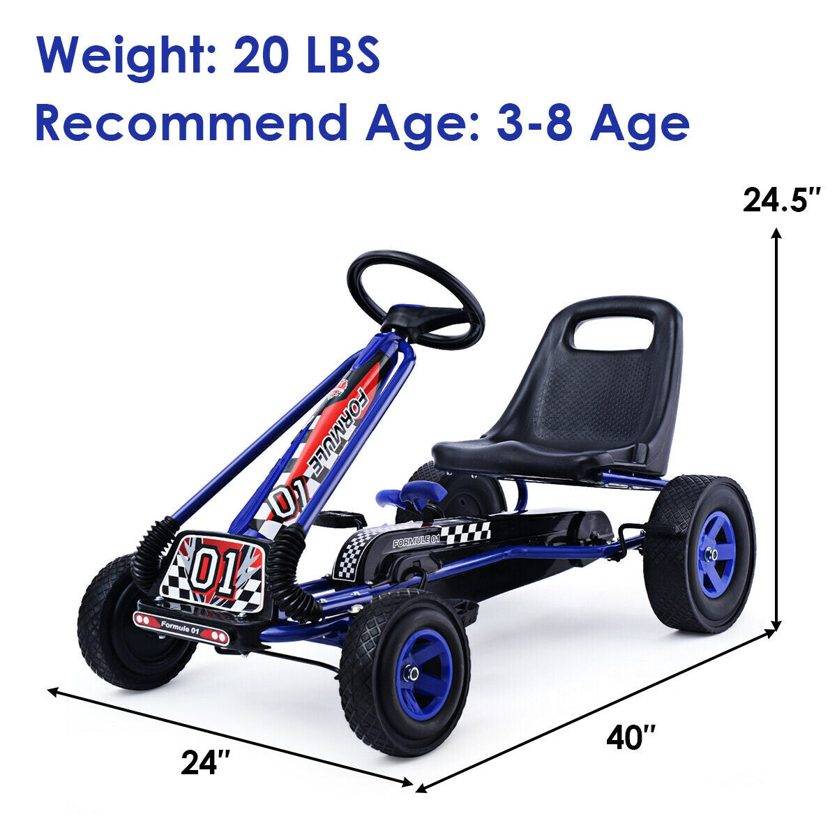 4 Wheels Kids Ride On Pedal Powered Bike Go Kart Racer Car Outdoor Play Toy-BlueÂ