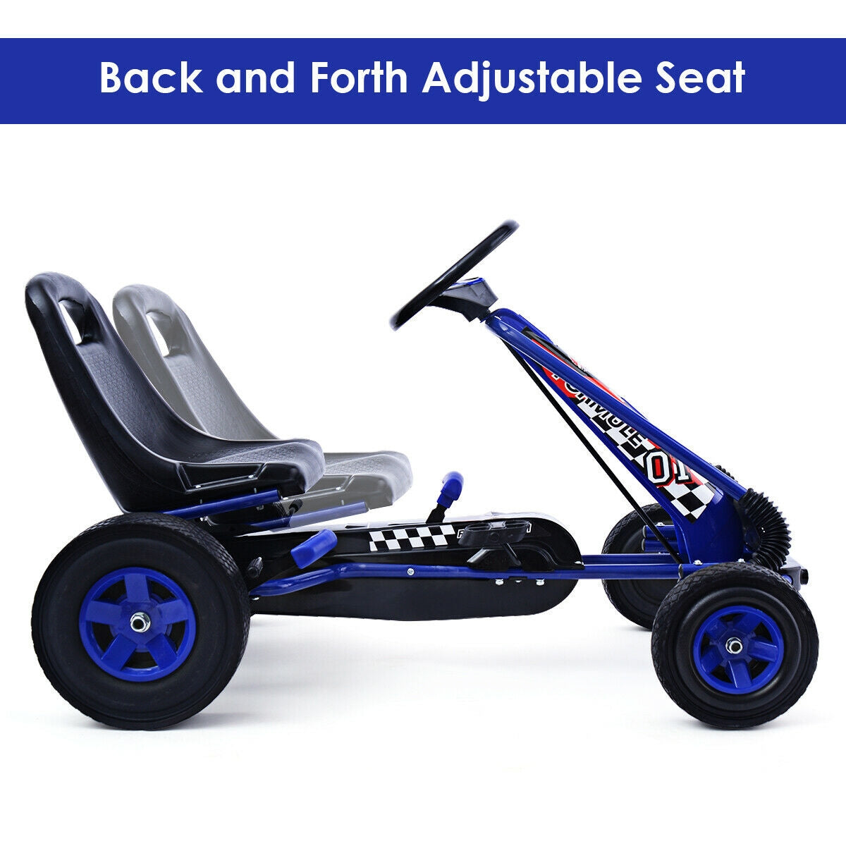 4 Wheels Kids Ride On Pedal Powered Bike Go Kart Racer Car Outdoor Play Toy-BlueÂ