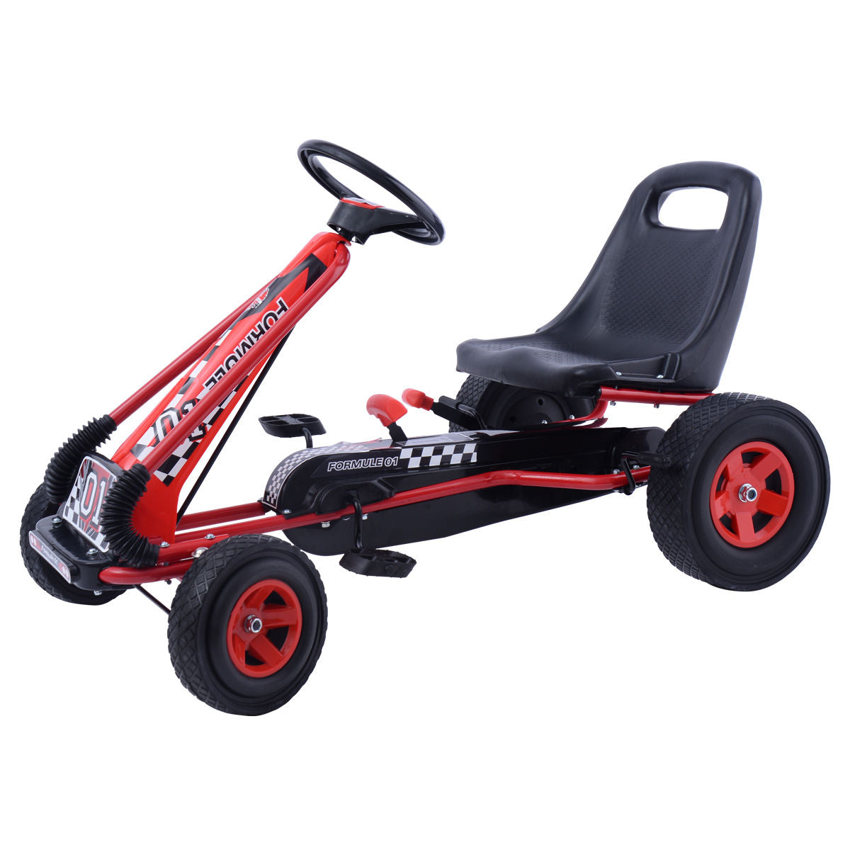 4 Wheels Kids Ride On Pedal Powered Bike Go Kart Racer Car Outdoor Play Toy-RedÂ