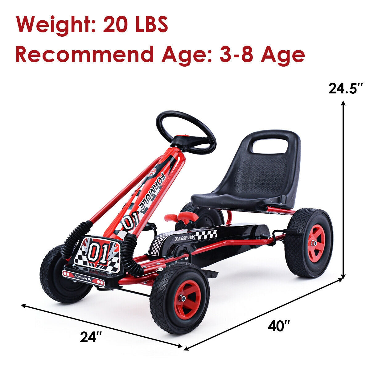 4 Wheels Kids Ride On Pedal Powered Bike Go Kart Racer Car Outdoor Play Toy-RedÂ