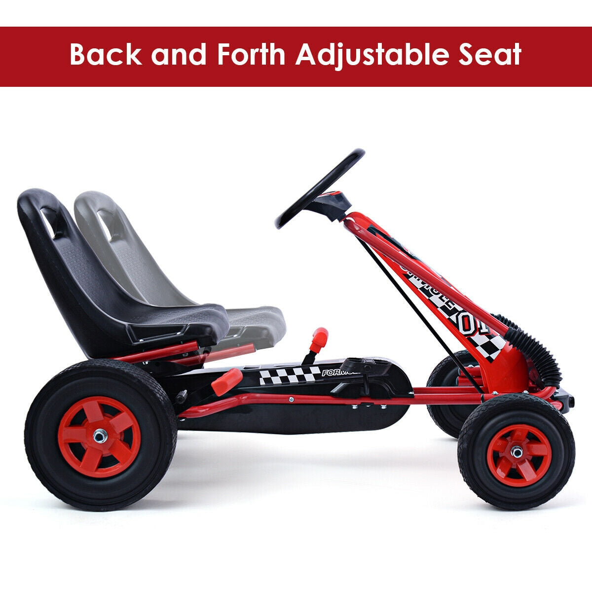 4 Wheels Kids Ride On Pedal Powered Bike Go Kart Racer Car Outdoor Play Toy-RedÂ