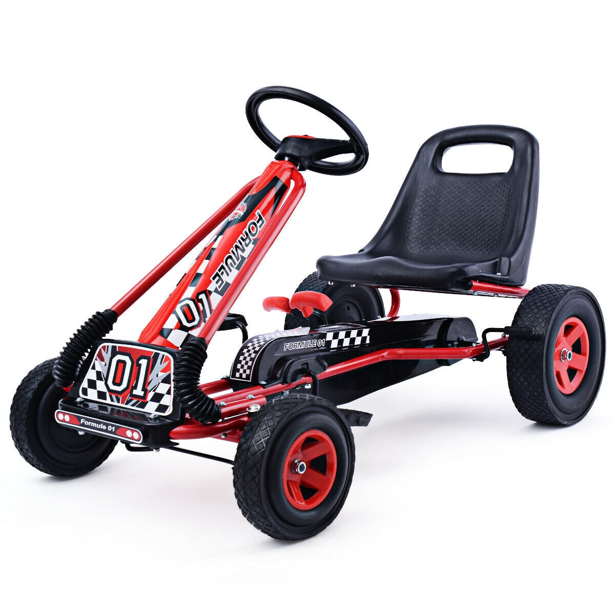 4 Wheels Kids Ride On Pedal Powered Bike Go Kart Racer Car Outdoor Play Toy-RedÂ