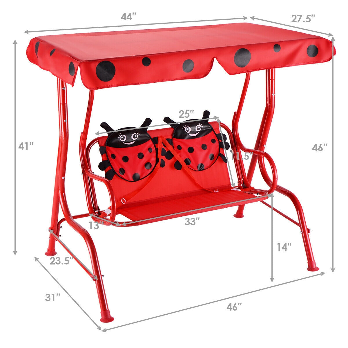 2 Person Kids Patio Swing Porch Bench with CanopyÂ