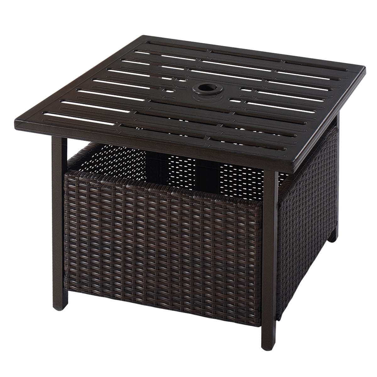 Outdoor Patio Rattan Wicker Steel Side Deck TableÂ