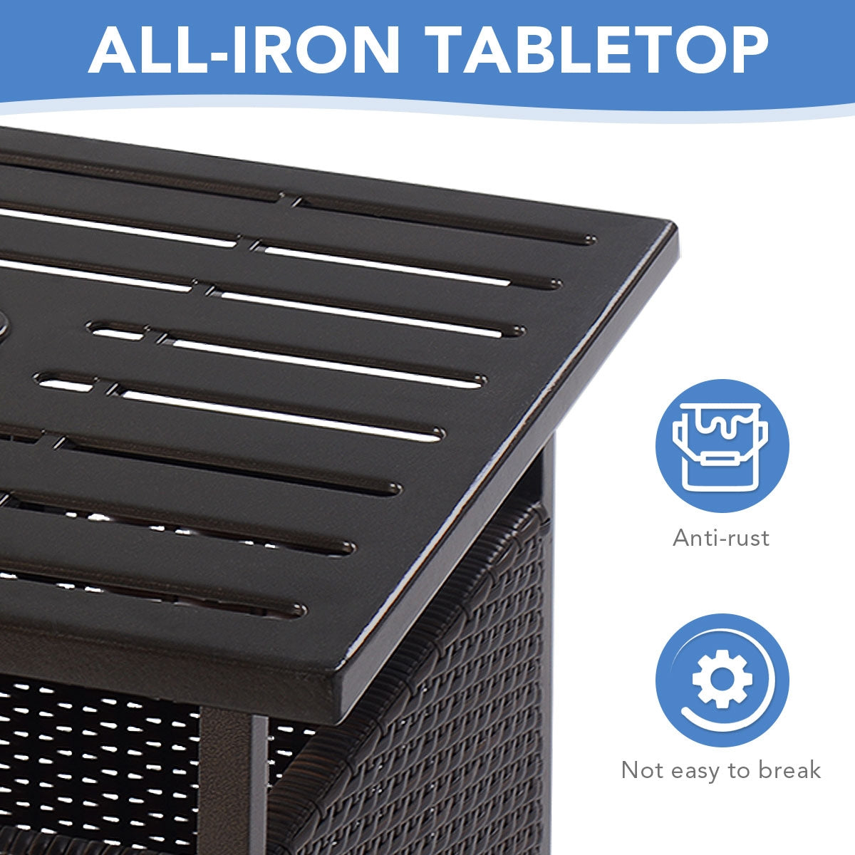 Outdoor Patio Rattan Wicker Steel Side Deck TableÂ