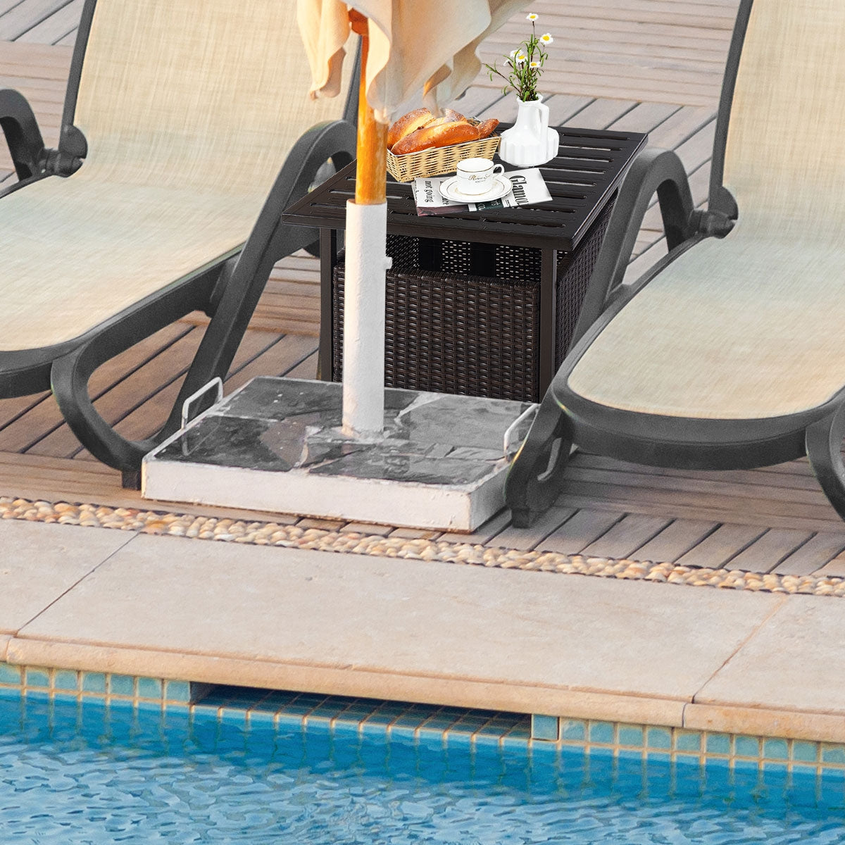 Outdoor Patio Rattan Wicker Steel Side Deck TableÂ
