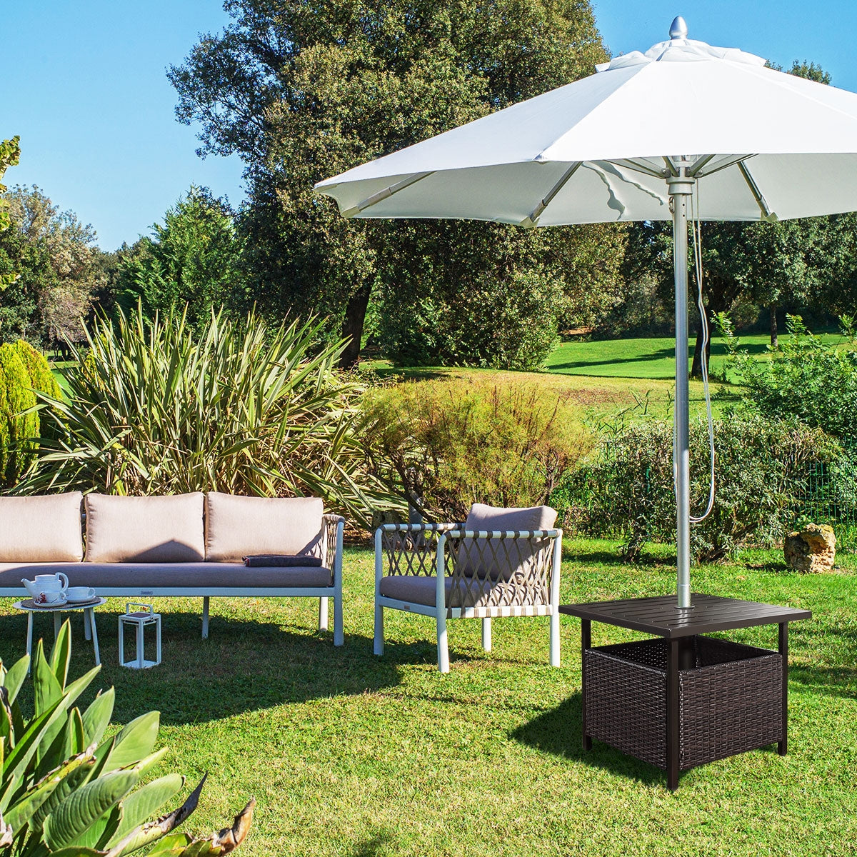 Outdoor Patio Rattan Wicker Steel Side Deck TableÂ