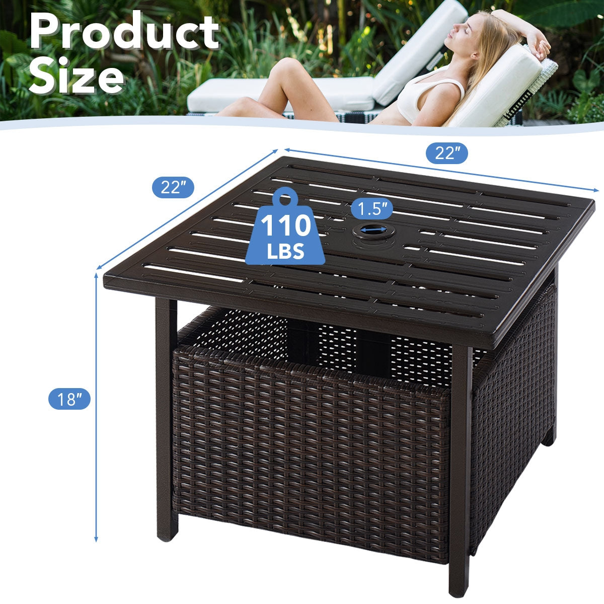 Outdoor Patio Rattan Wicker Steel Side Deck TableÂ
