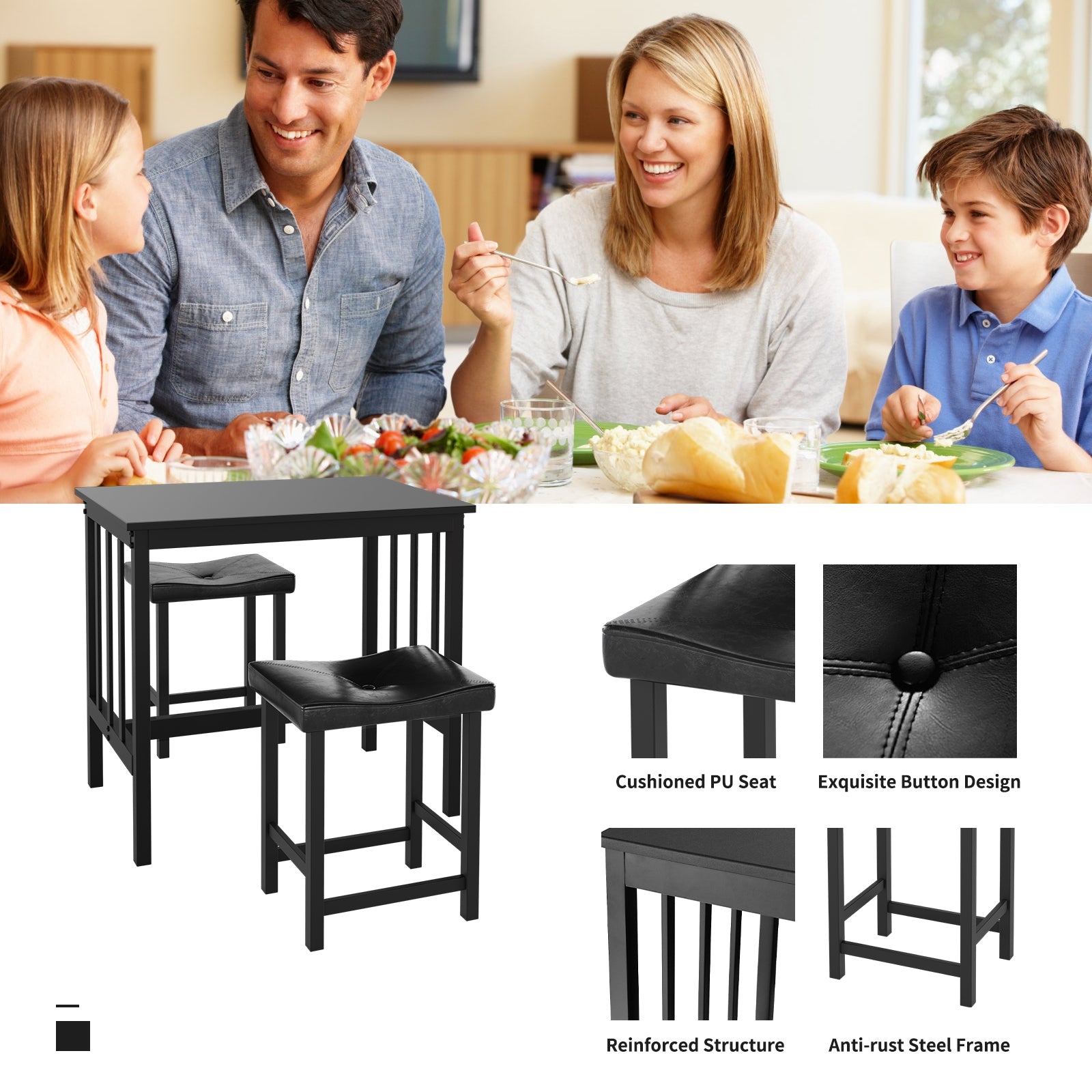 3 Pieces Modern Counter Height Dining SetÂ