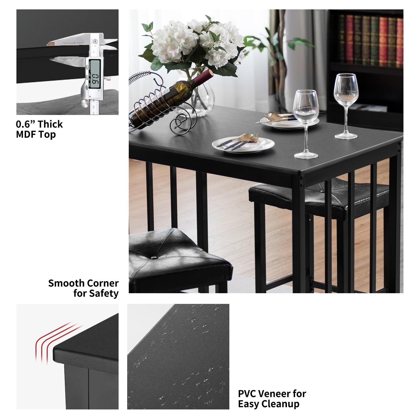 3 Pieces Modern Counter Height Dining SetÂ