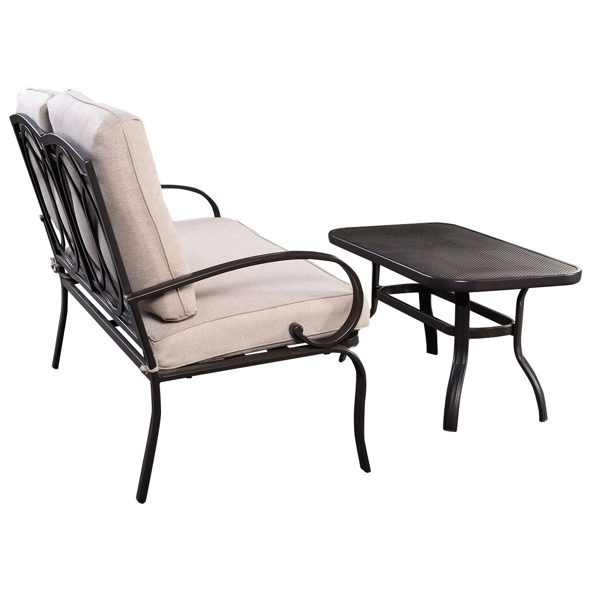 2 Pieces Patio Outdoor Cushioned Coffee Table Seat-BeigeÂ