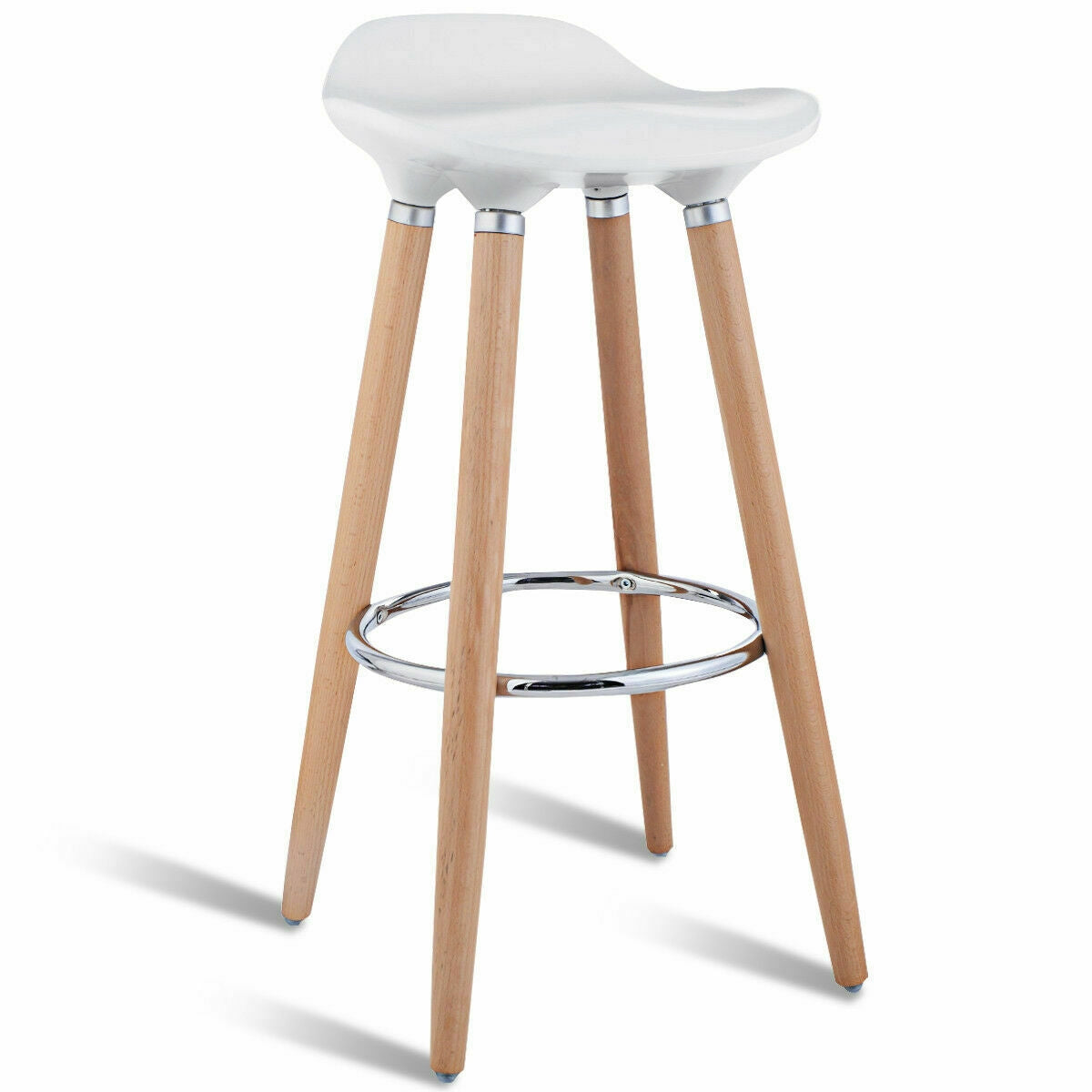 Set of 2 ABS Bar Stools with Wooden LegsÂ