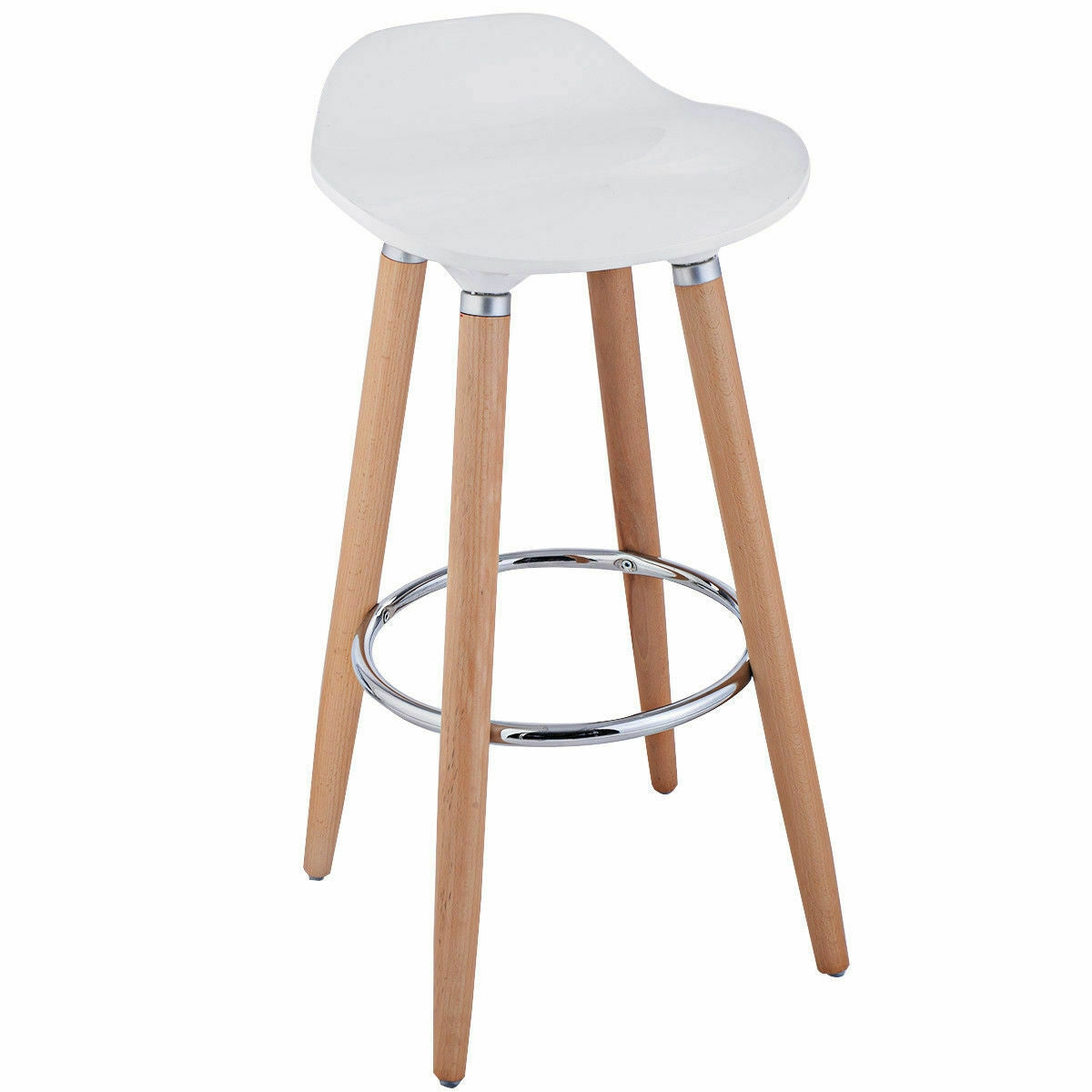 Set of 2 ABS Bar Stools with Wooden LegsÂ