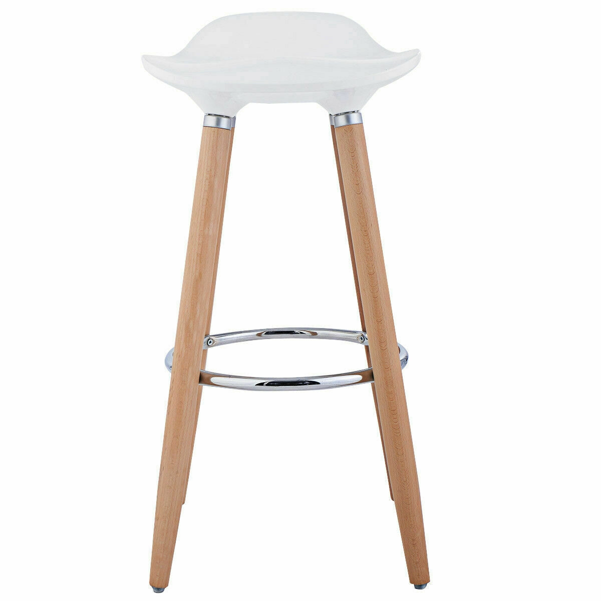 Set of 2 ABS Bar Stools with Wooden LegsÂ