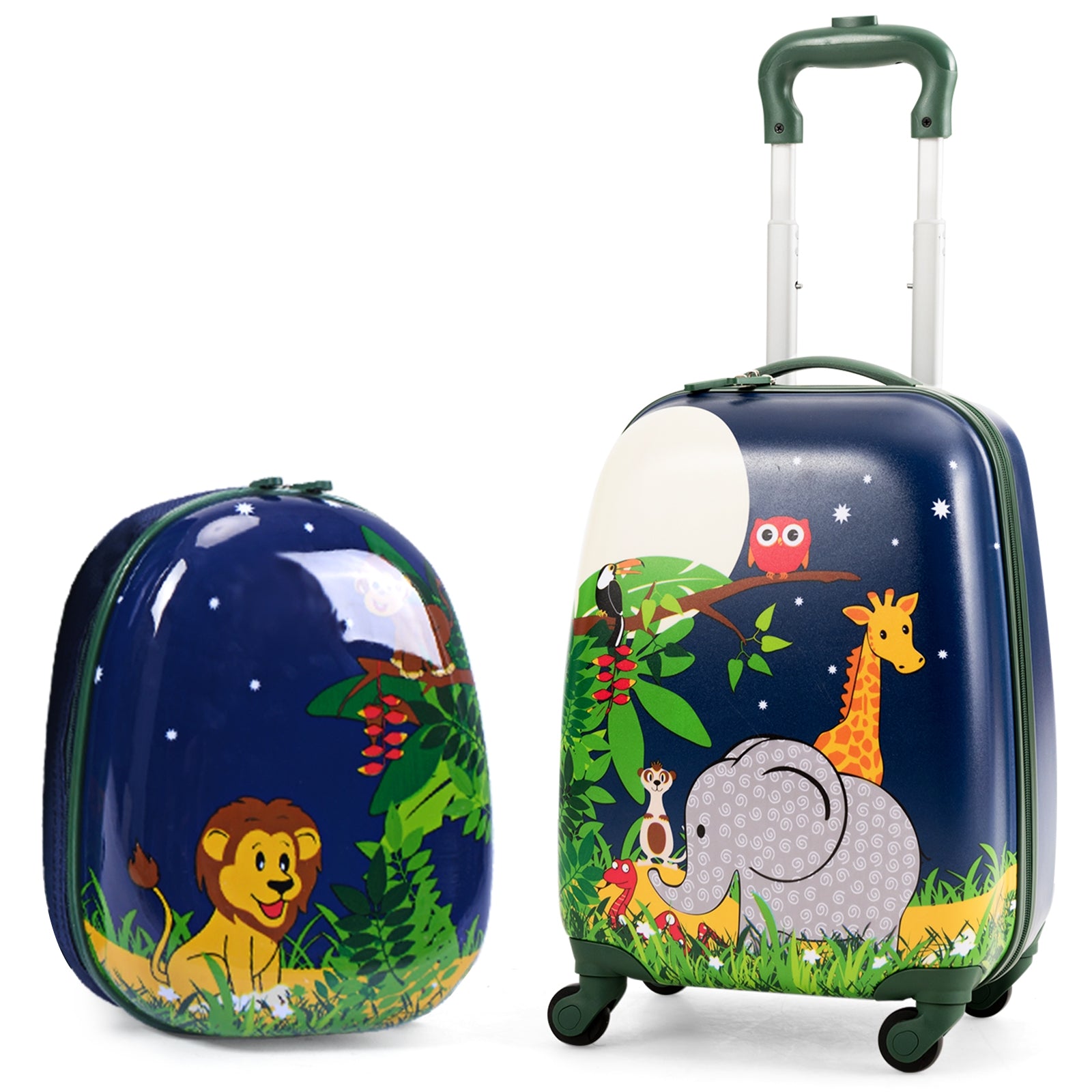 2 Pieces 12 Inch and 16 Inch Kids Carry on Suitcase Rolling Backpack School Luggage SetÂ