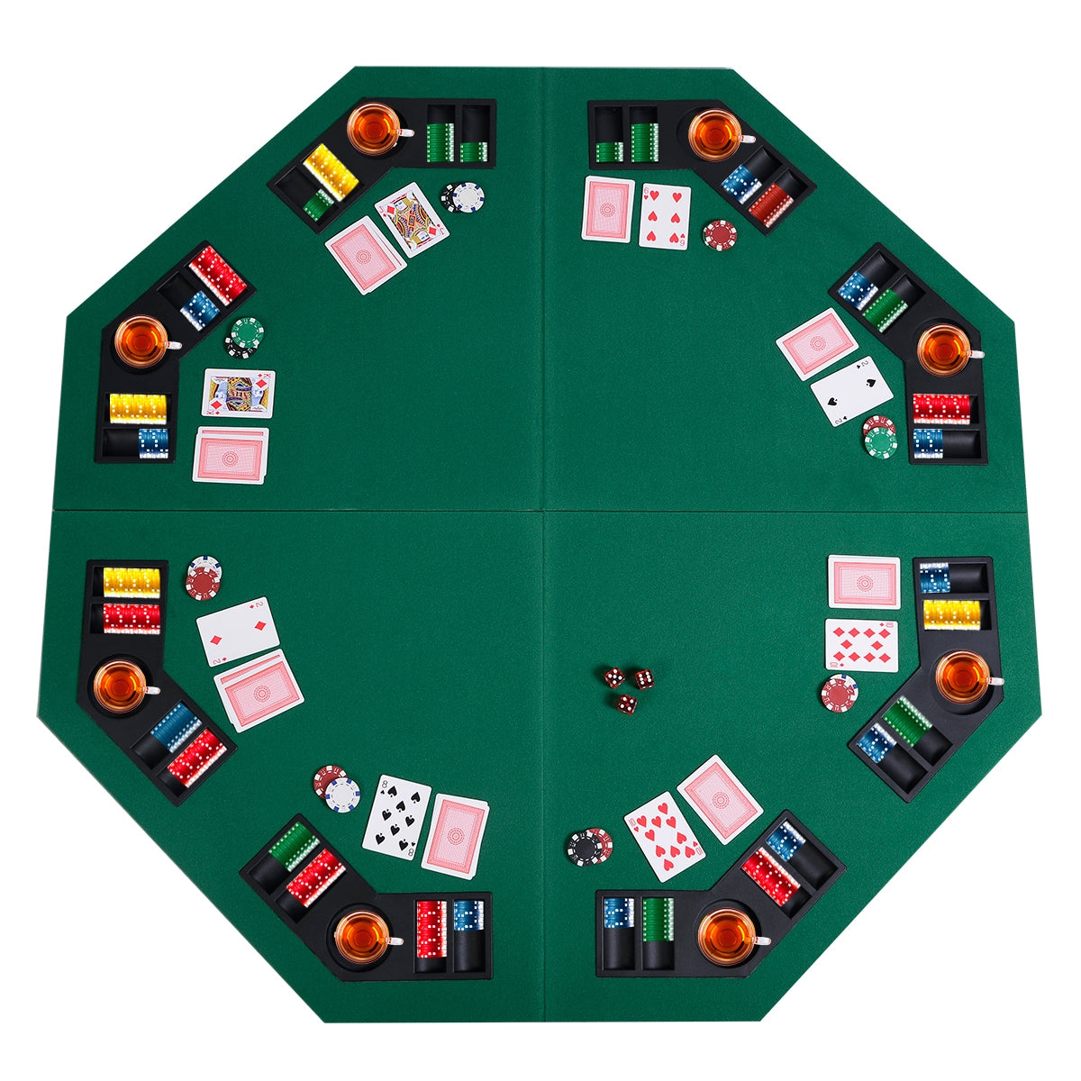 48 Inch 8 Players Octagon Fourfold Poker Table TopÂ