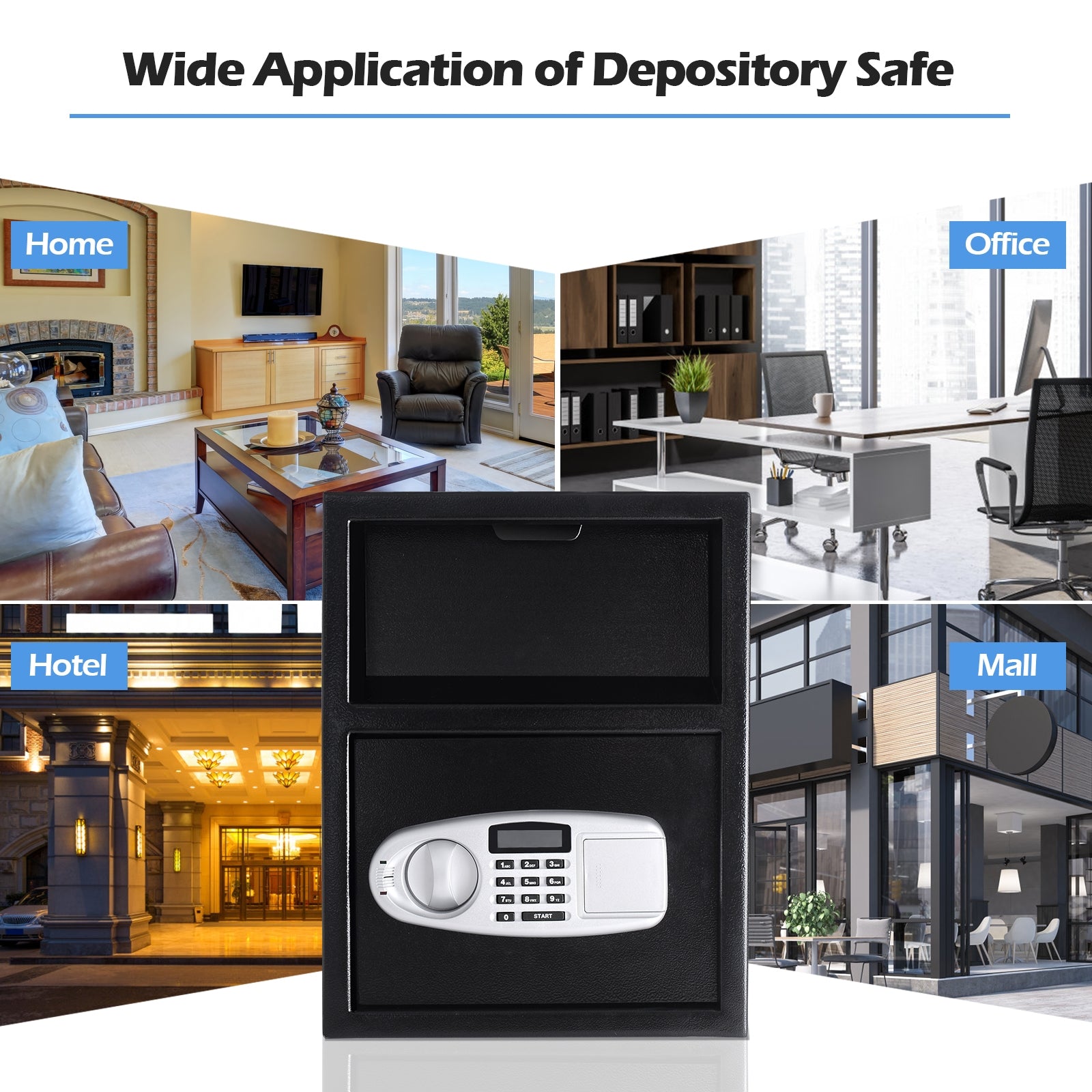 Digital Deposit Safe Box Depository with Front Drop for Jewelry and CashÂ