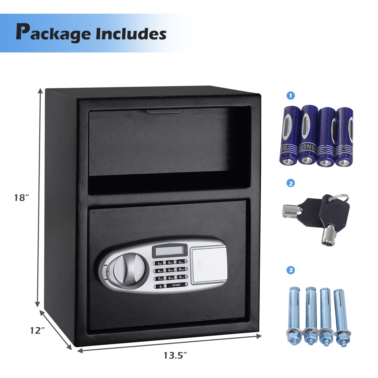 Digital Deposit Safe Box Depository with Front Drop for Jewelry and CashÂ