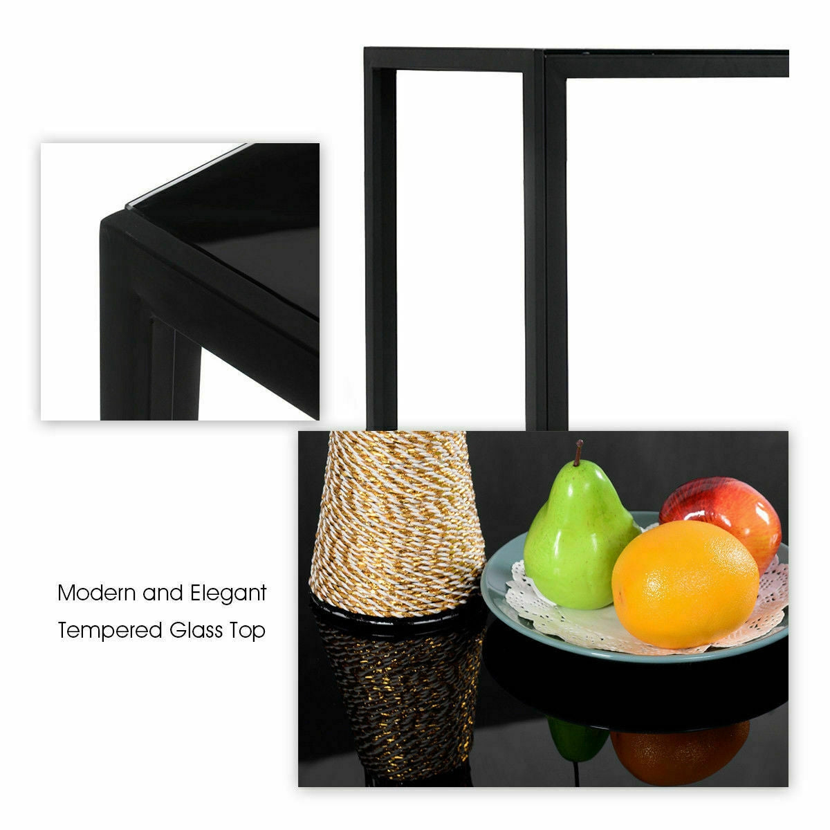5 Pieces Metal Frame and Glass Tabletop Dining SetÂ