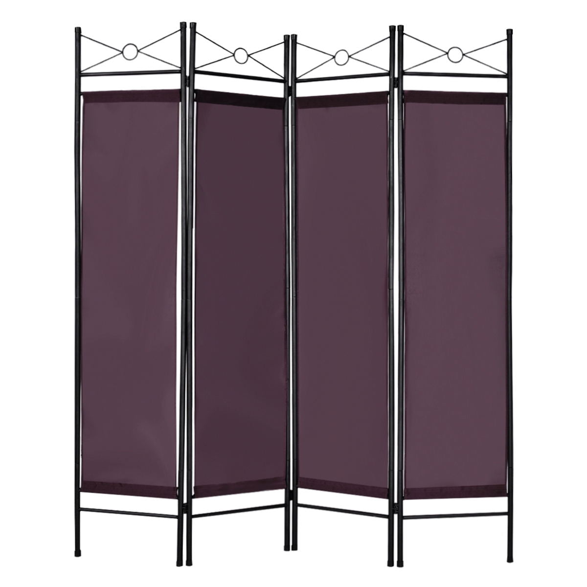 4 Panels Metal Frame Room Private Folding Screen-BrownÂ