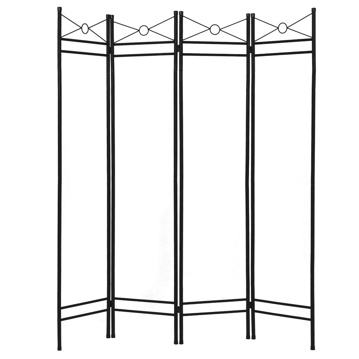 4 Panels Metal Frame Room Private Folding Screen-BrownÂ