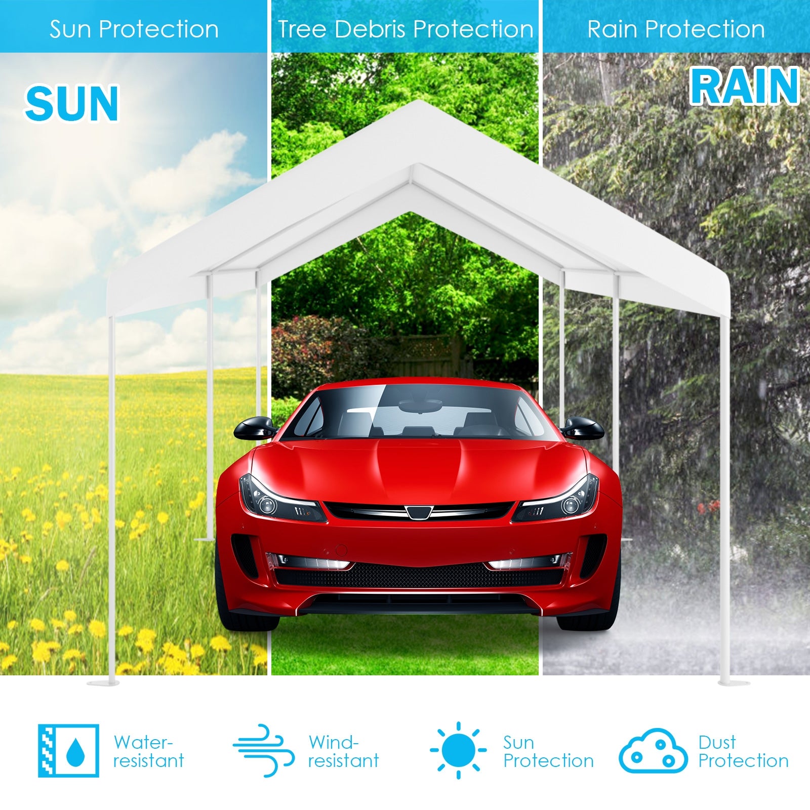 10 x 20 Feet Steel Frame Portable Car Canopy ShelterÂ