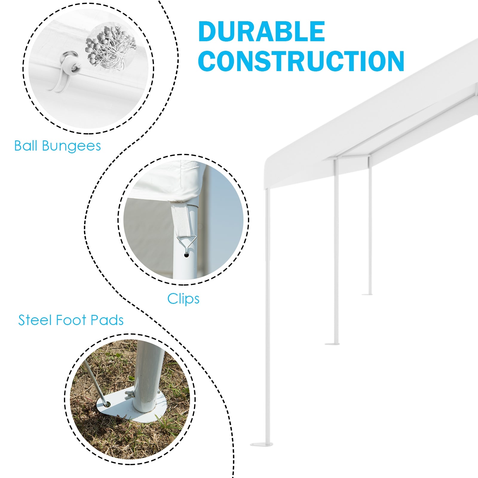 10 x 20 Feet Steel Frame Portable Car Canopy ShelterÂ