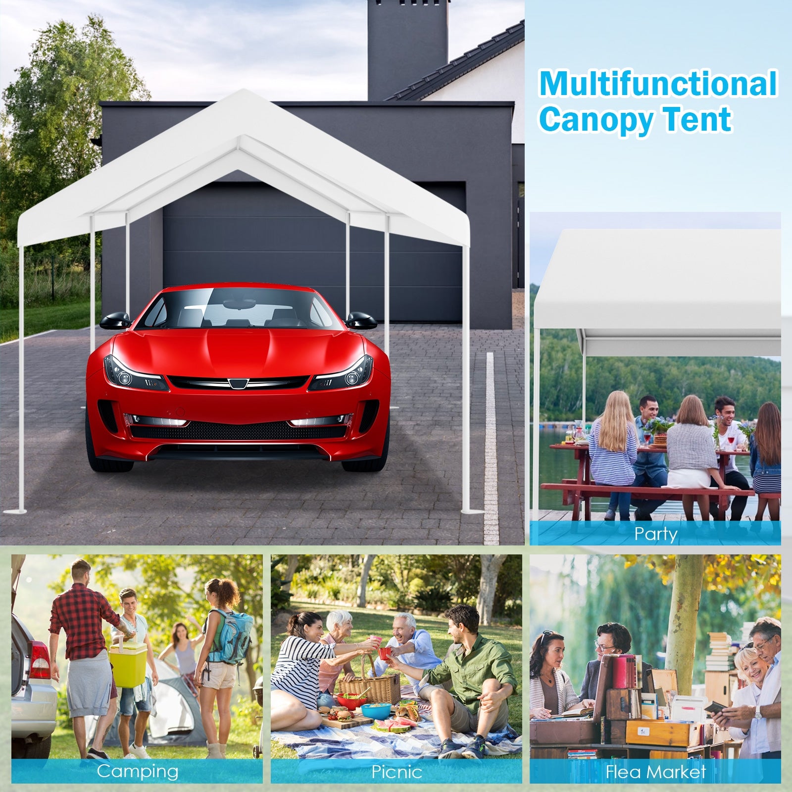 10 x 20 Feet Steel Frame Portable Car Canopy ShelterÂ