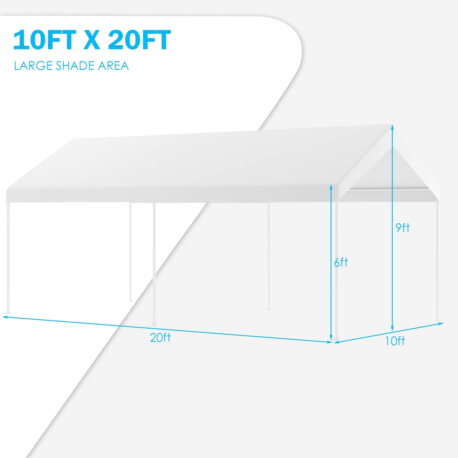 10 x 20 Feet Steel Frame Portable Car Canopy ShelterÂ