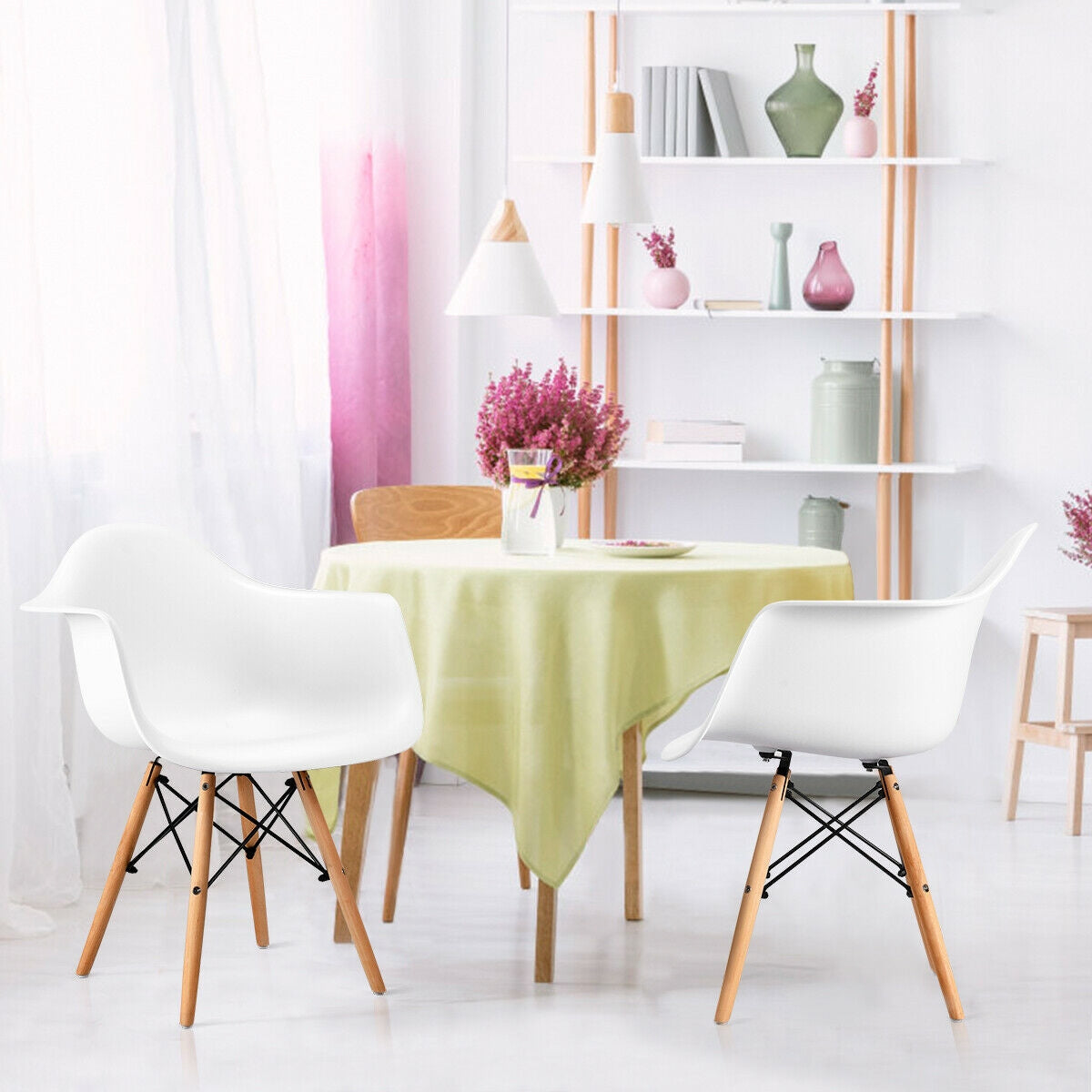 Set of 2 Mid-Century Modern Molded Dining Arm Side ChairsÂ