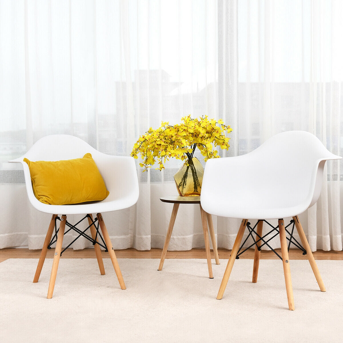 Set of 2 Mid-Century Modern Molded Dining Arm Side ChairsÂ