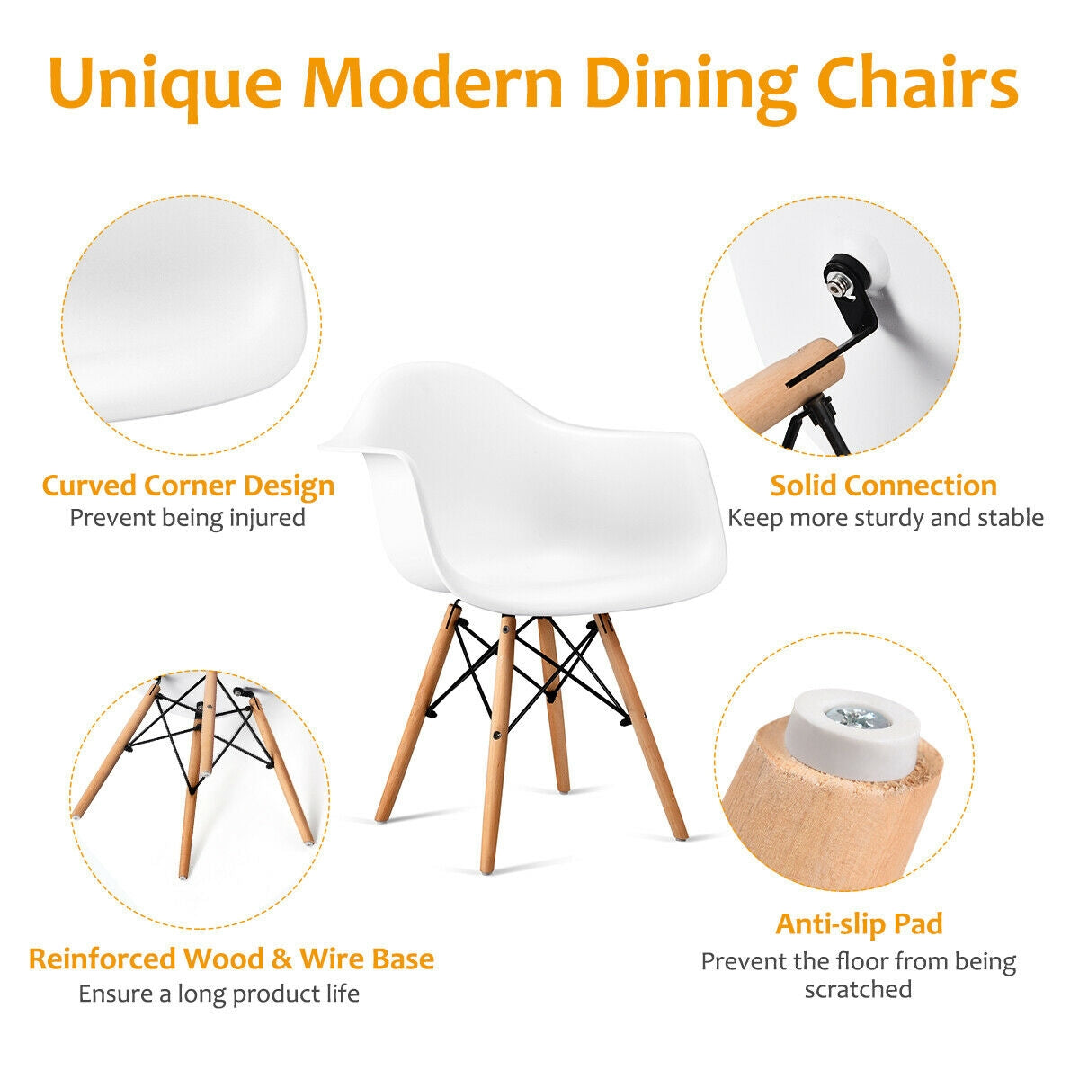 Set of 2 Mid-Century Modern Molded Dining Arm Side ChairsÂ