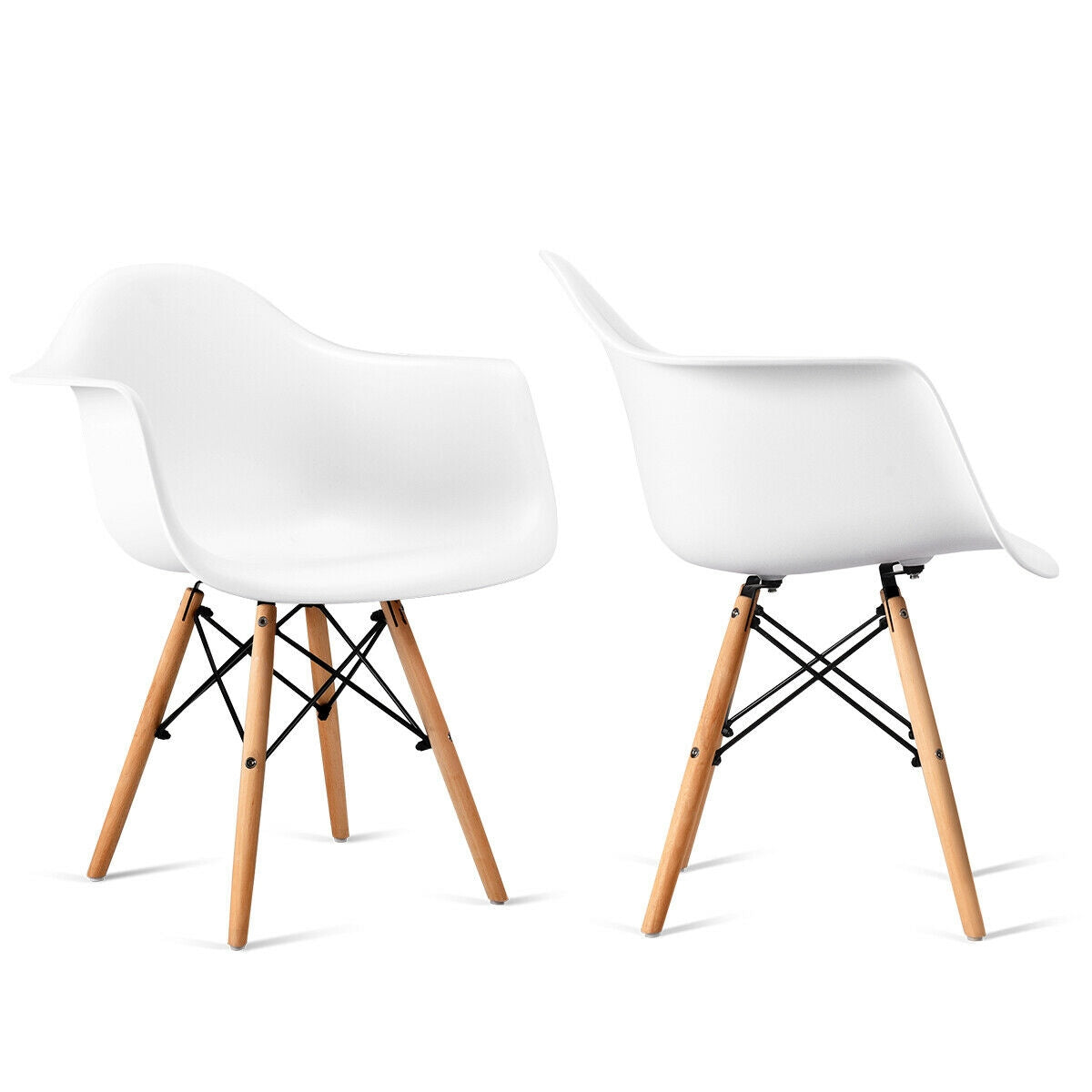 Set of 2 Mid-Century Modern Molded Dining Arm Side ChairsÂ