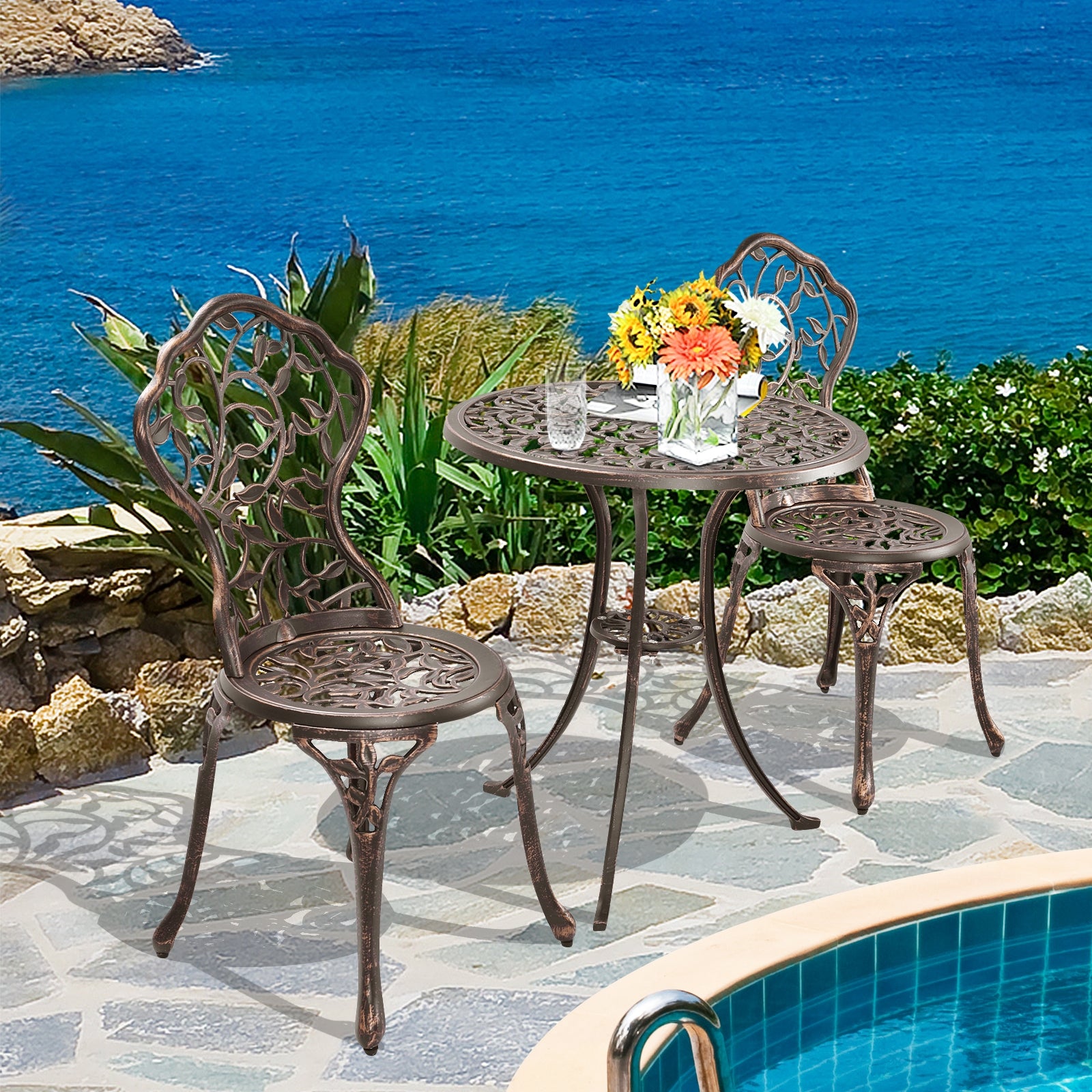 3 Pieces Cast Aluminum Bistro SetÂ
